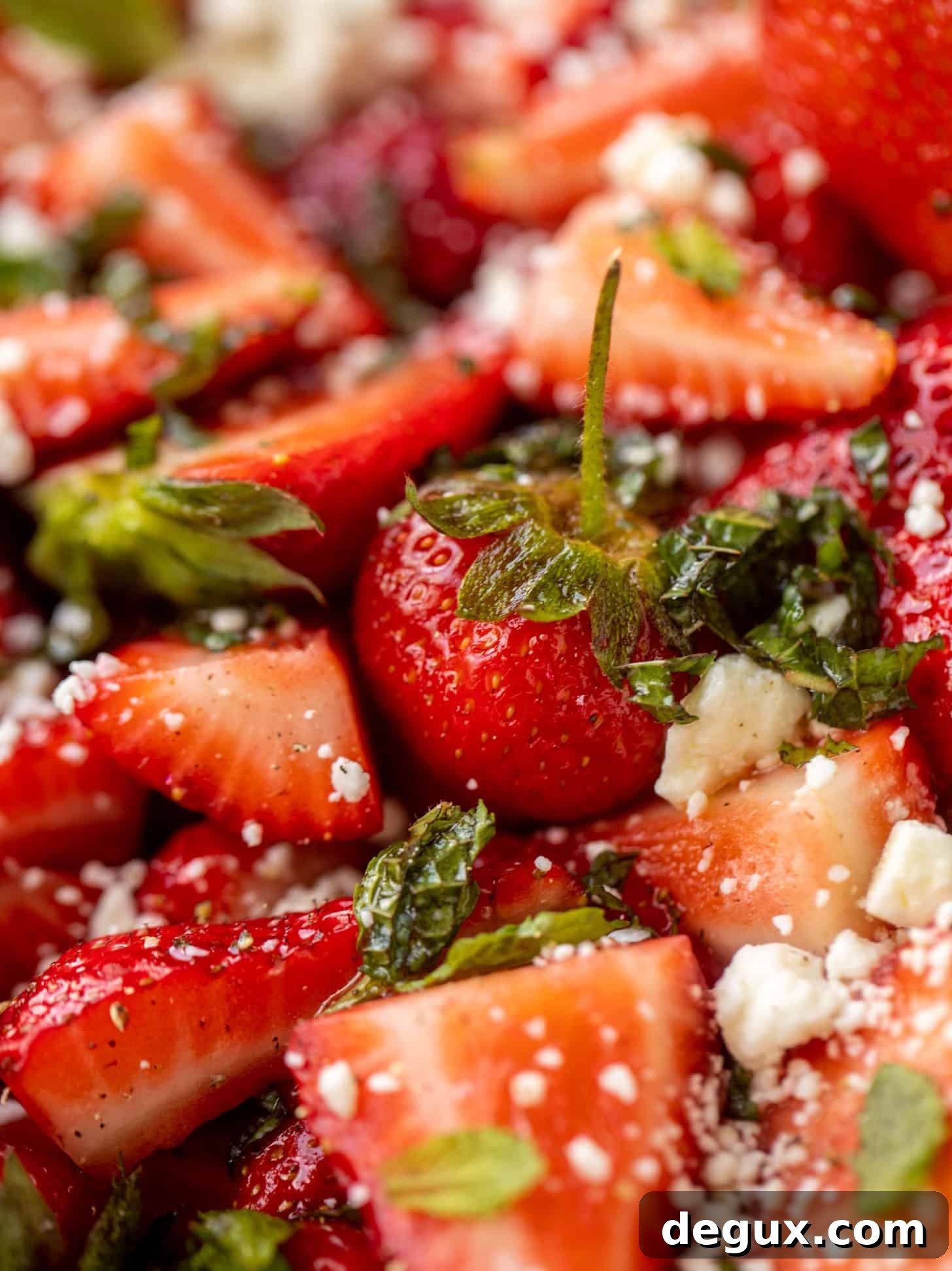 strawberry feta salad with black pepper and mint
