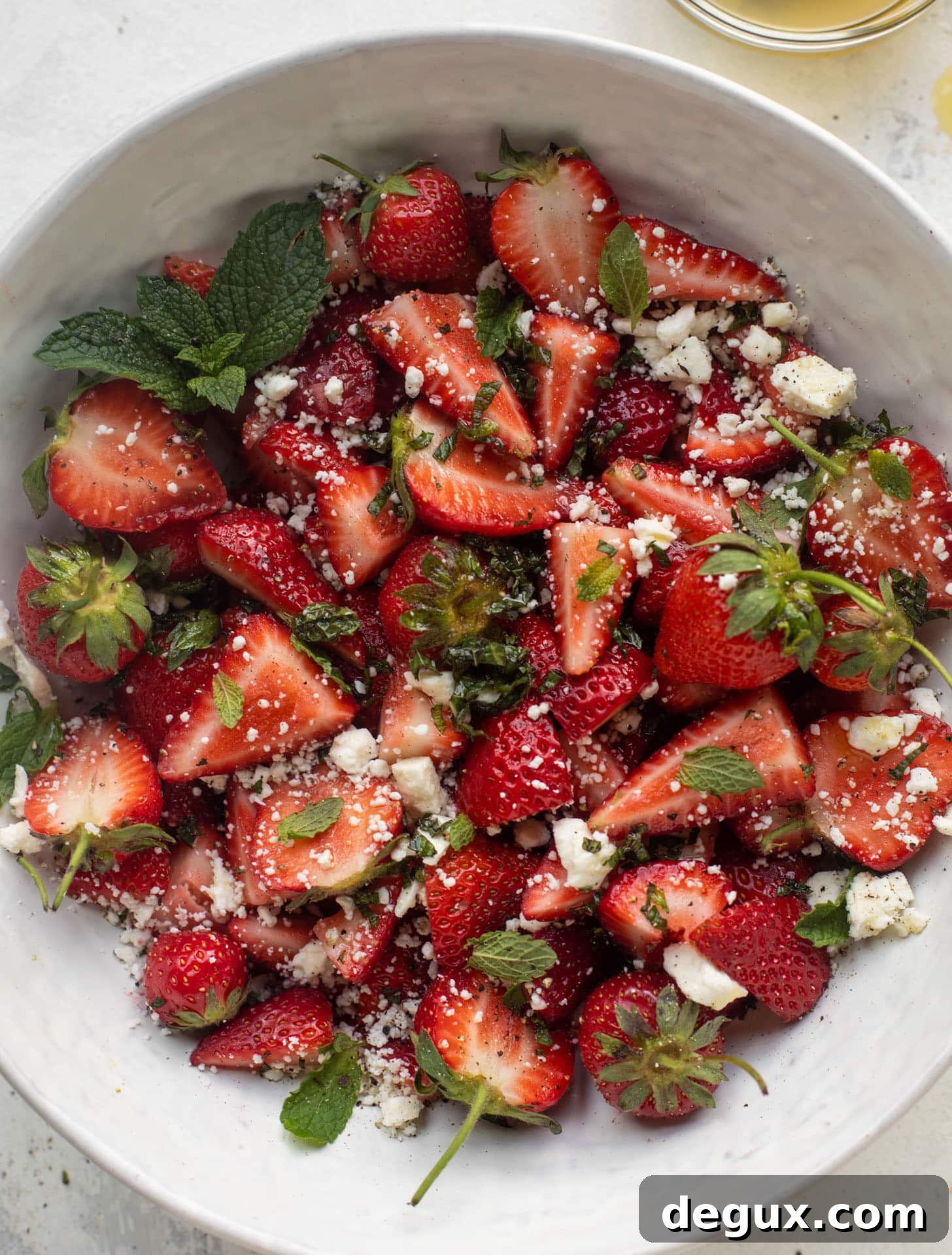 strawberry feta salad with black pepper and mint