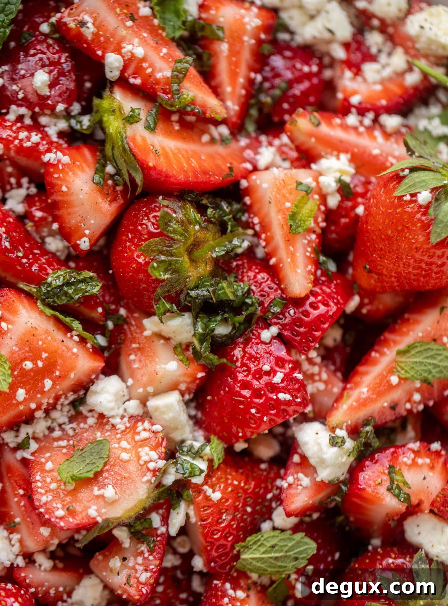 strawberry feta salad with black pepper and mint