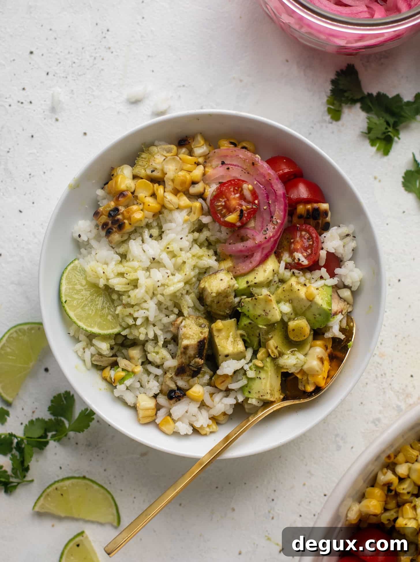 grilled chicken summer rice bowls