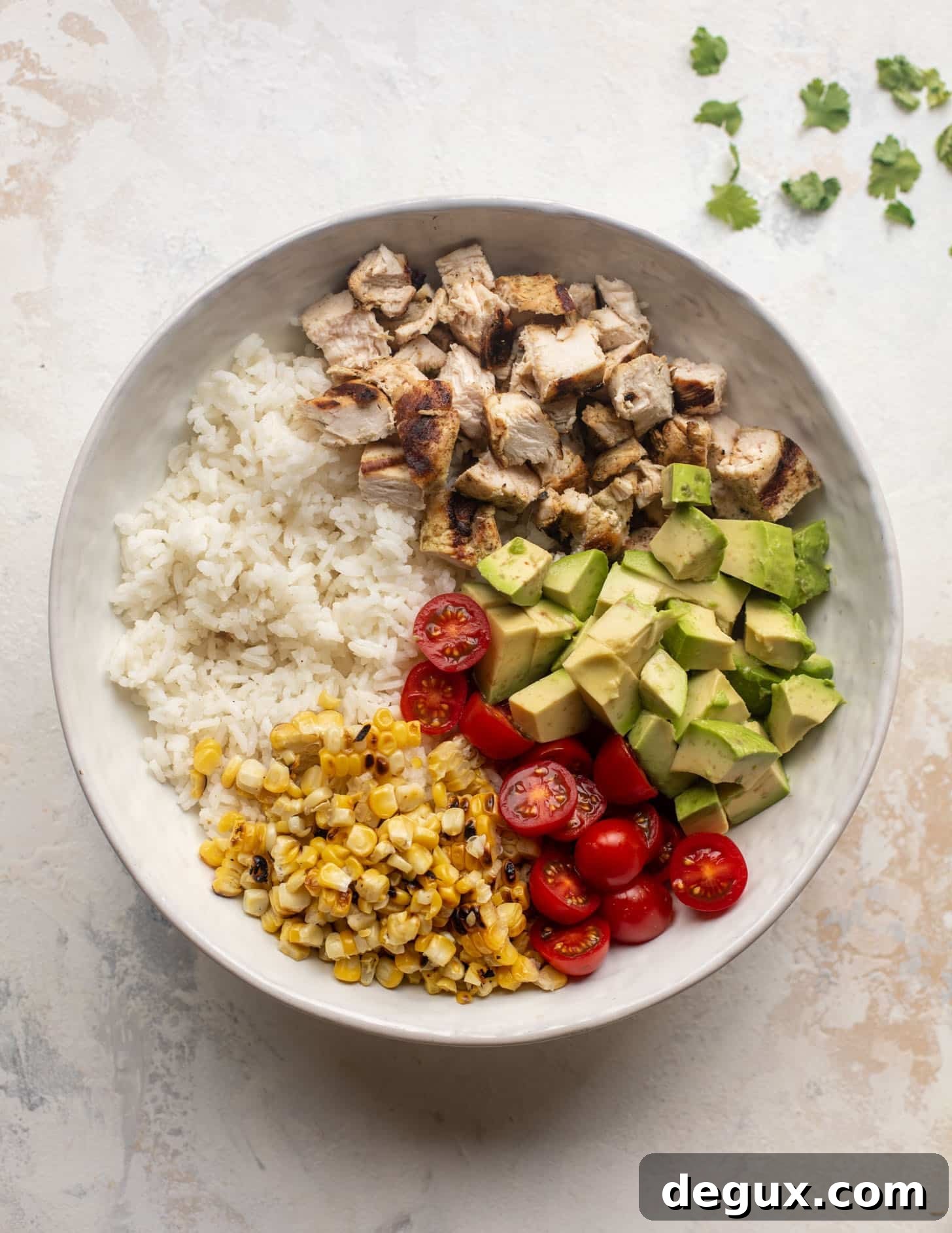 grilled chicken summer rice bowls