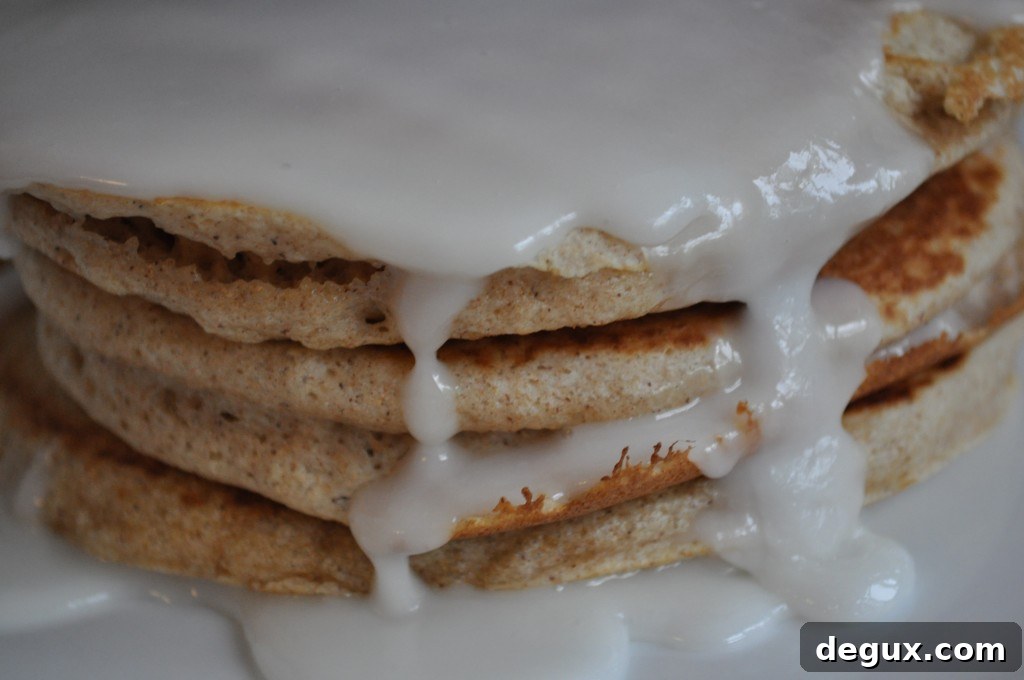 Finished pancakes with maple-butter icing