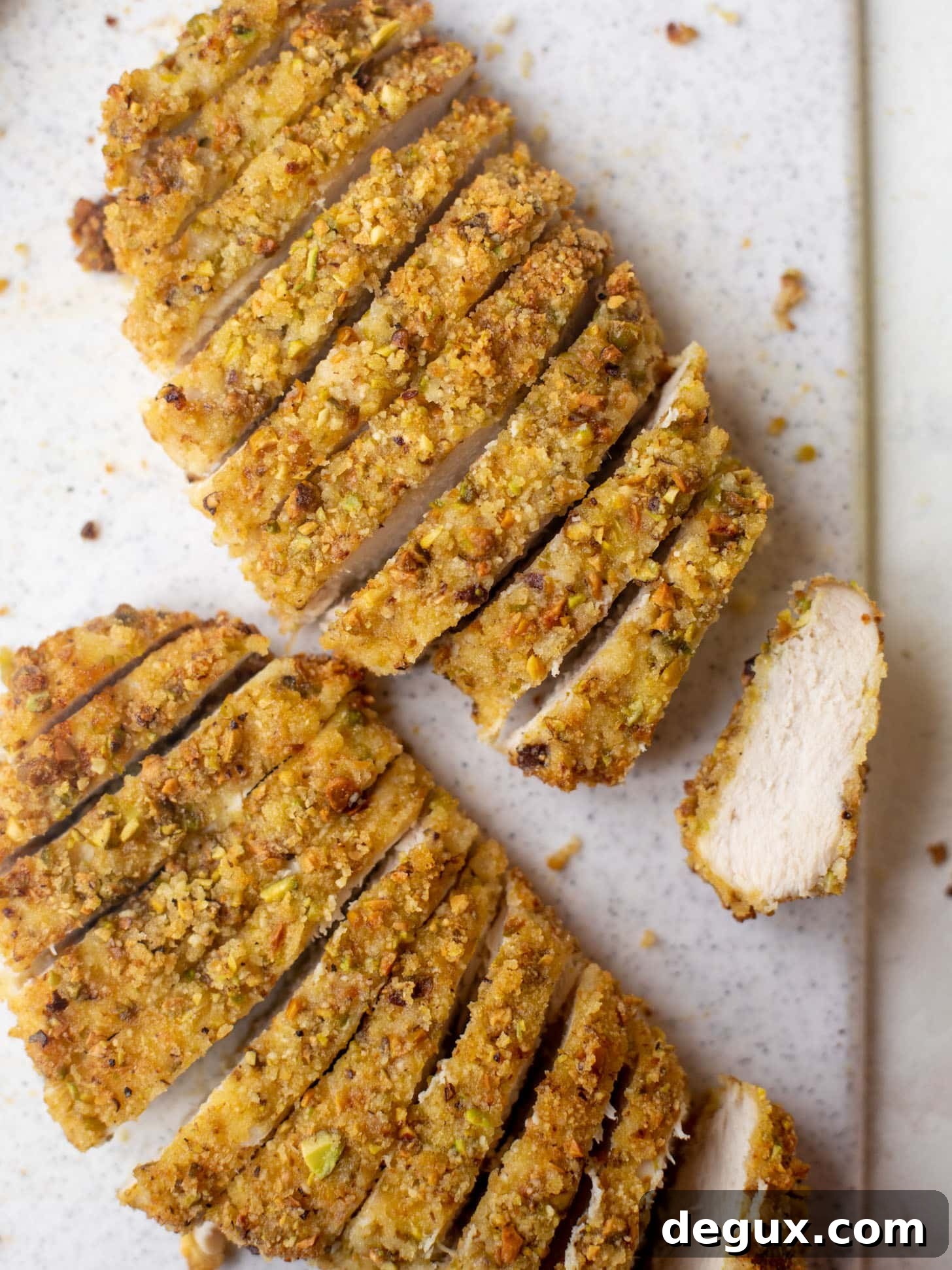 Crispy Pistachio-Crusted Chicken with Zucchini Ribbon Salad 6 pistachio crusted chicken