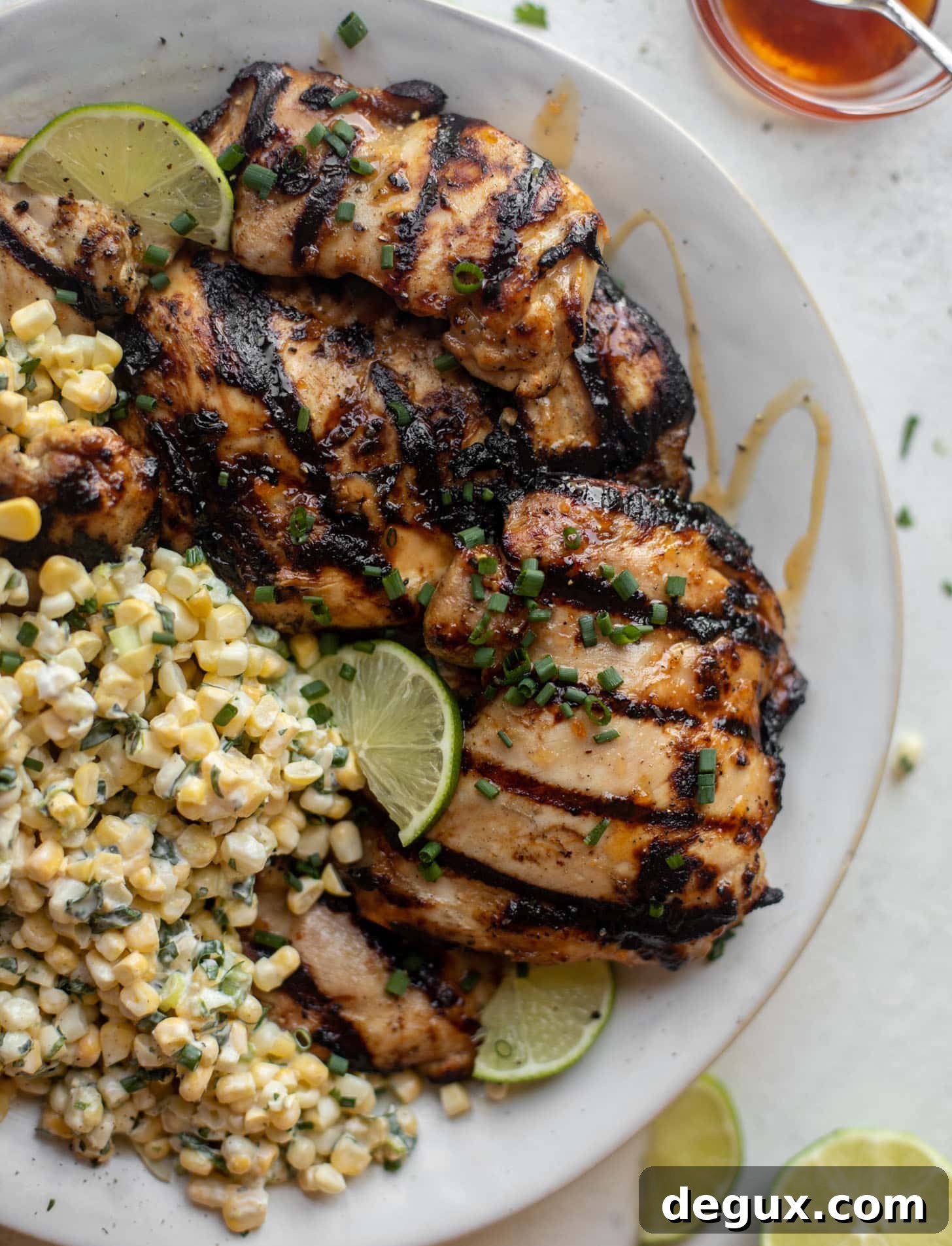 Grilled Hot Honey Chicken with Sweet Corn Salad Recipe 8 grilled hot honey chicken with lime corn salad