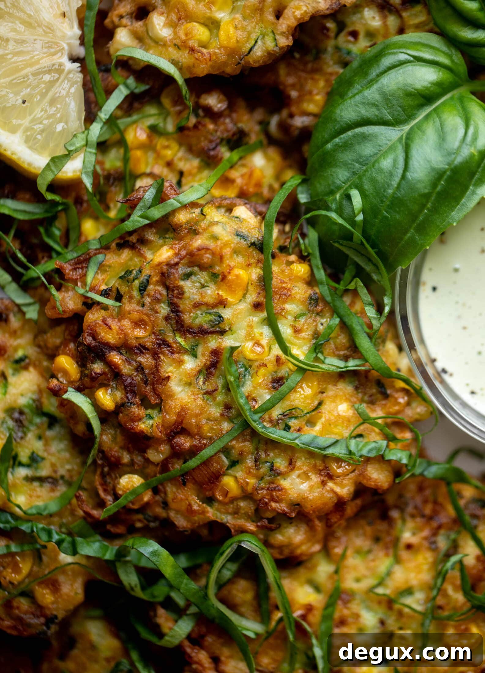 Zucchini and Corn Fritters with Lemon Basil Aioli Recipe 11 zucchini corn fritters with lemon basil aioli