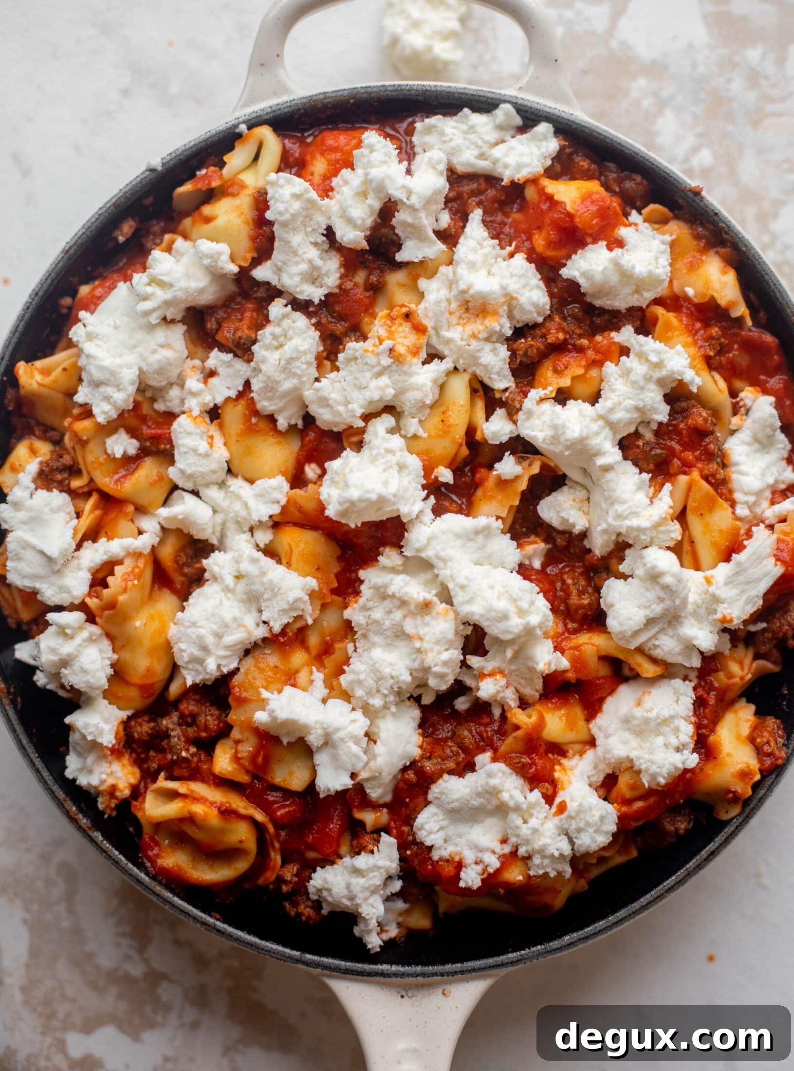 cheesy weeknight tortellini skillet