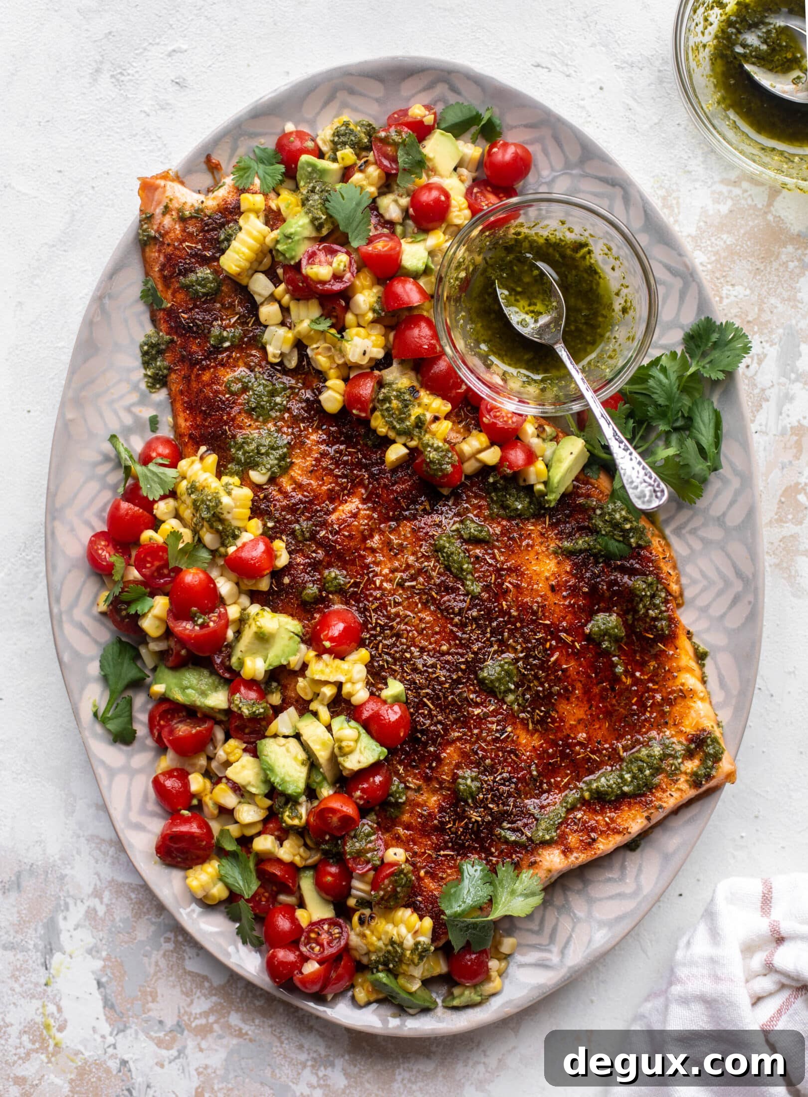 Grilled Summer Salmon with Fresh Chimichurri Sauce 2 grilled summer salmon with chimichurri