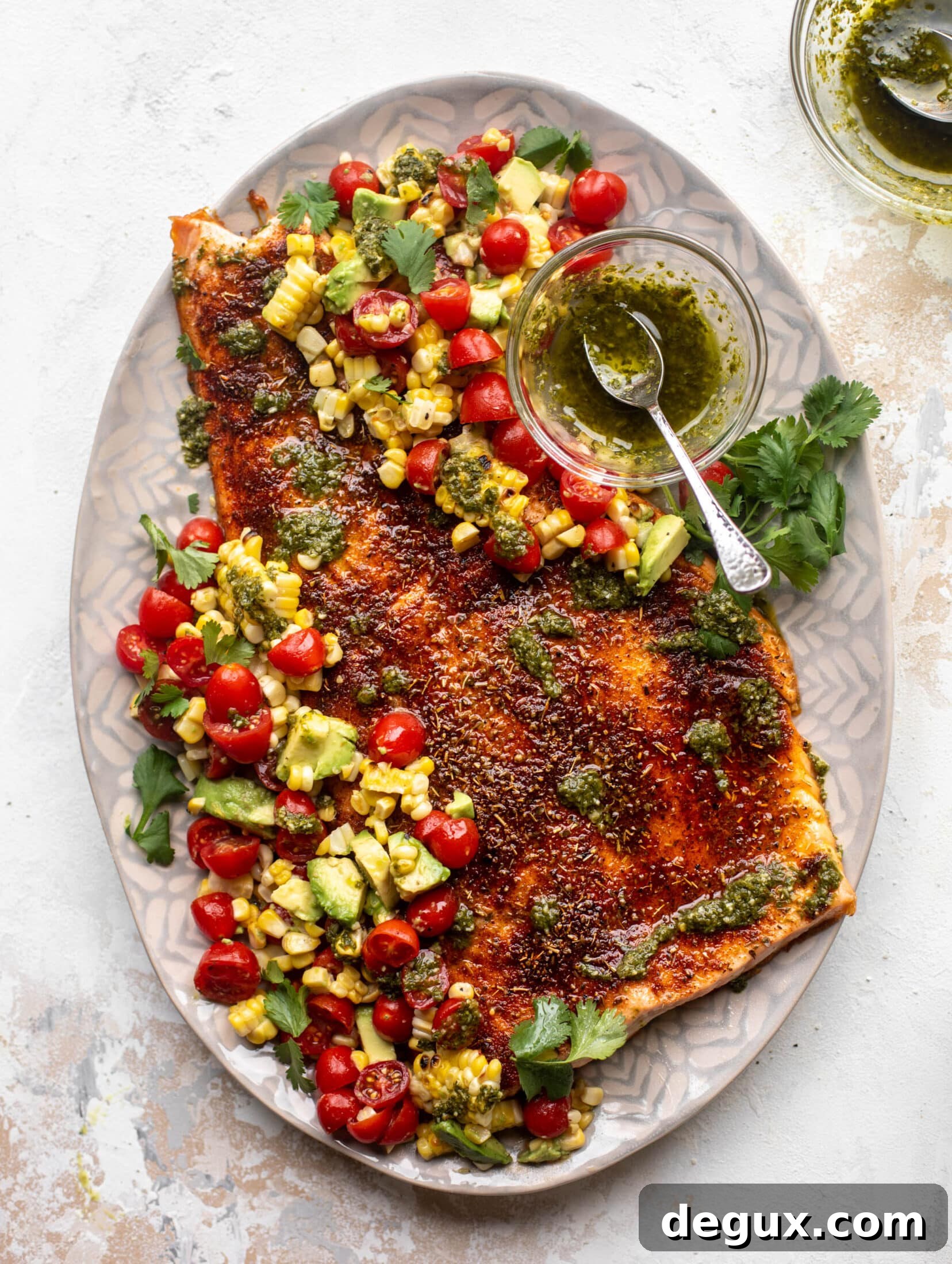 Grilled Summer Salmon with Fresh Chimichurri Sauce 6 grilled summer salmon with chimichurri