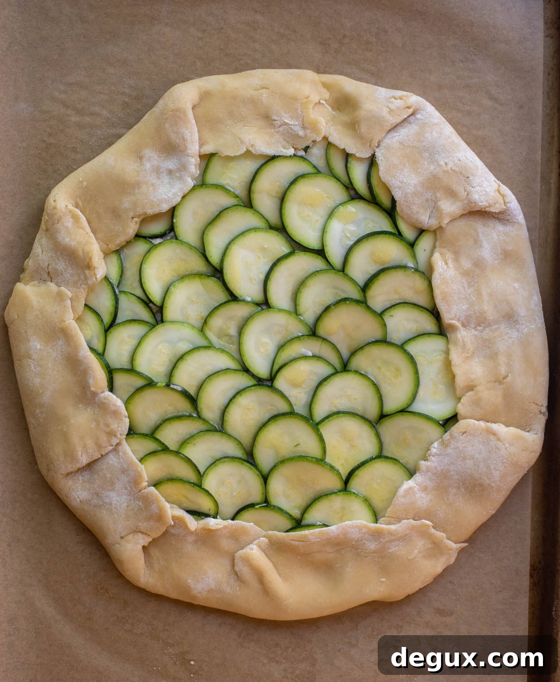 zucchini crostada ready for the oven