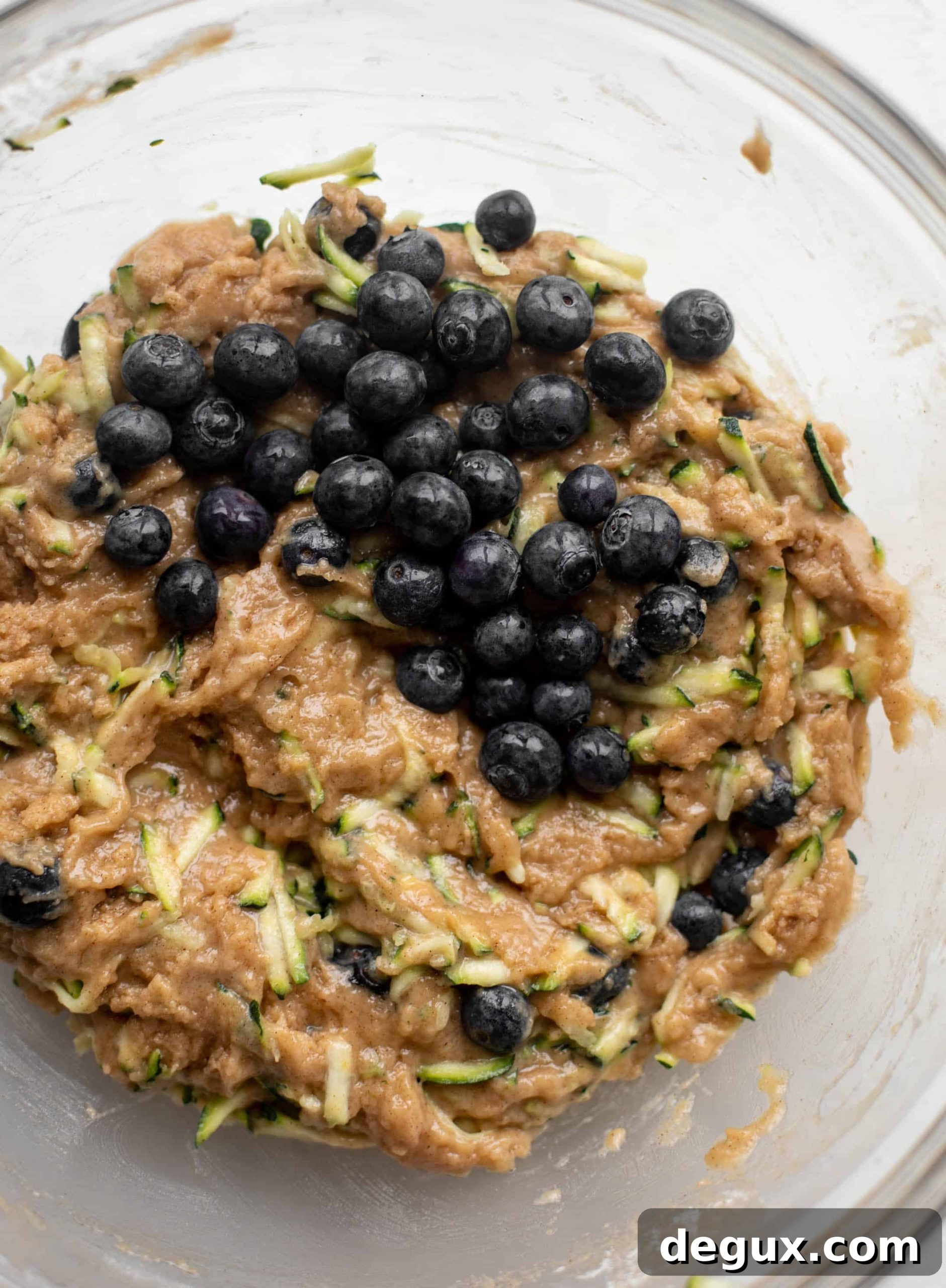 blueberry zucchini muffin batter