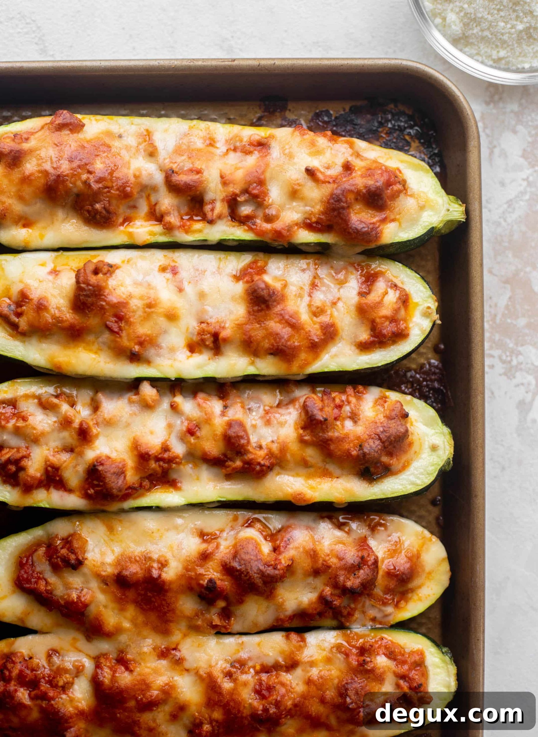 zucchini boat bolognese