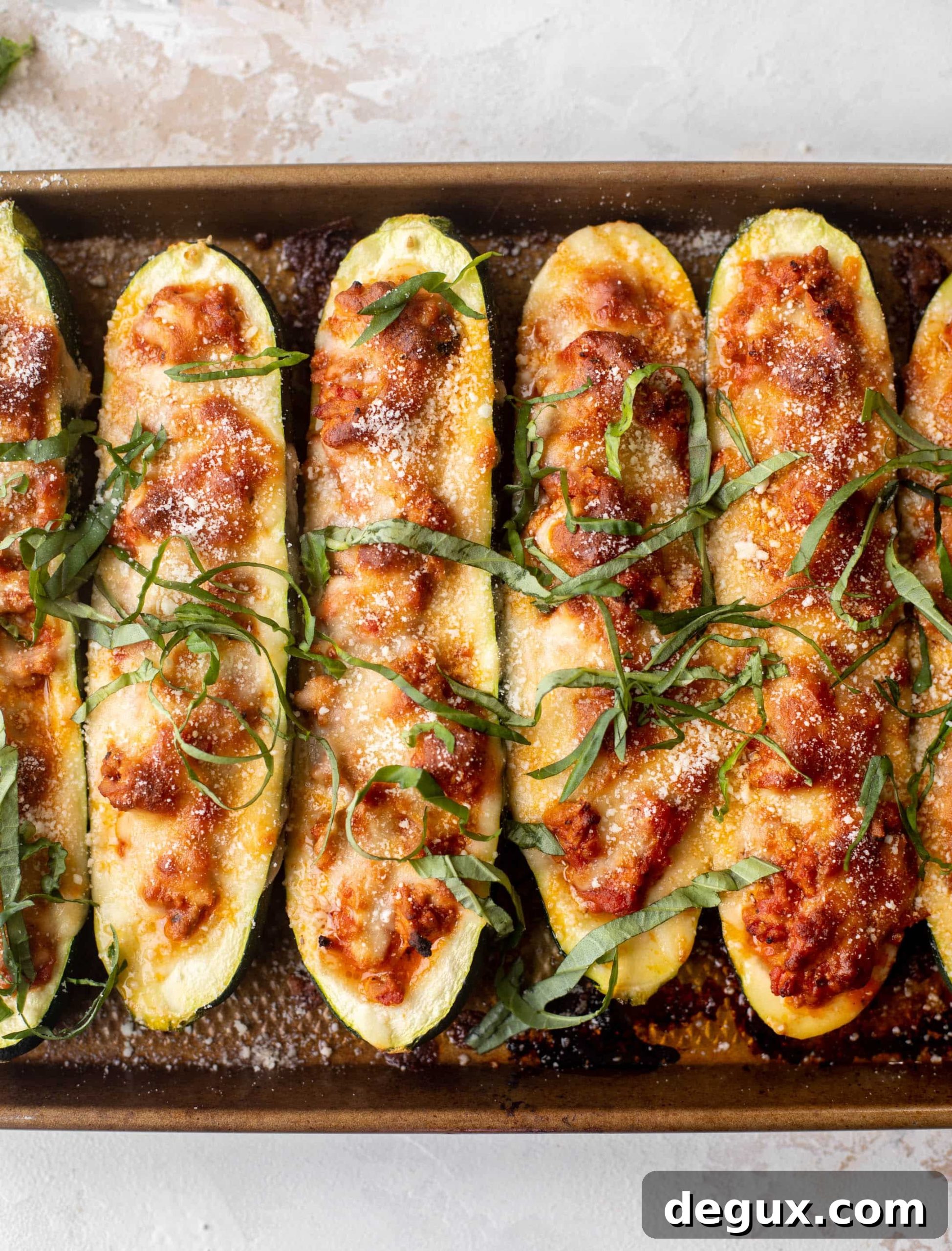 zucchini boat bolognese