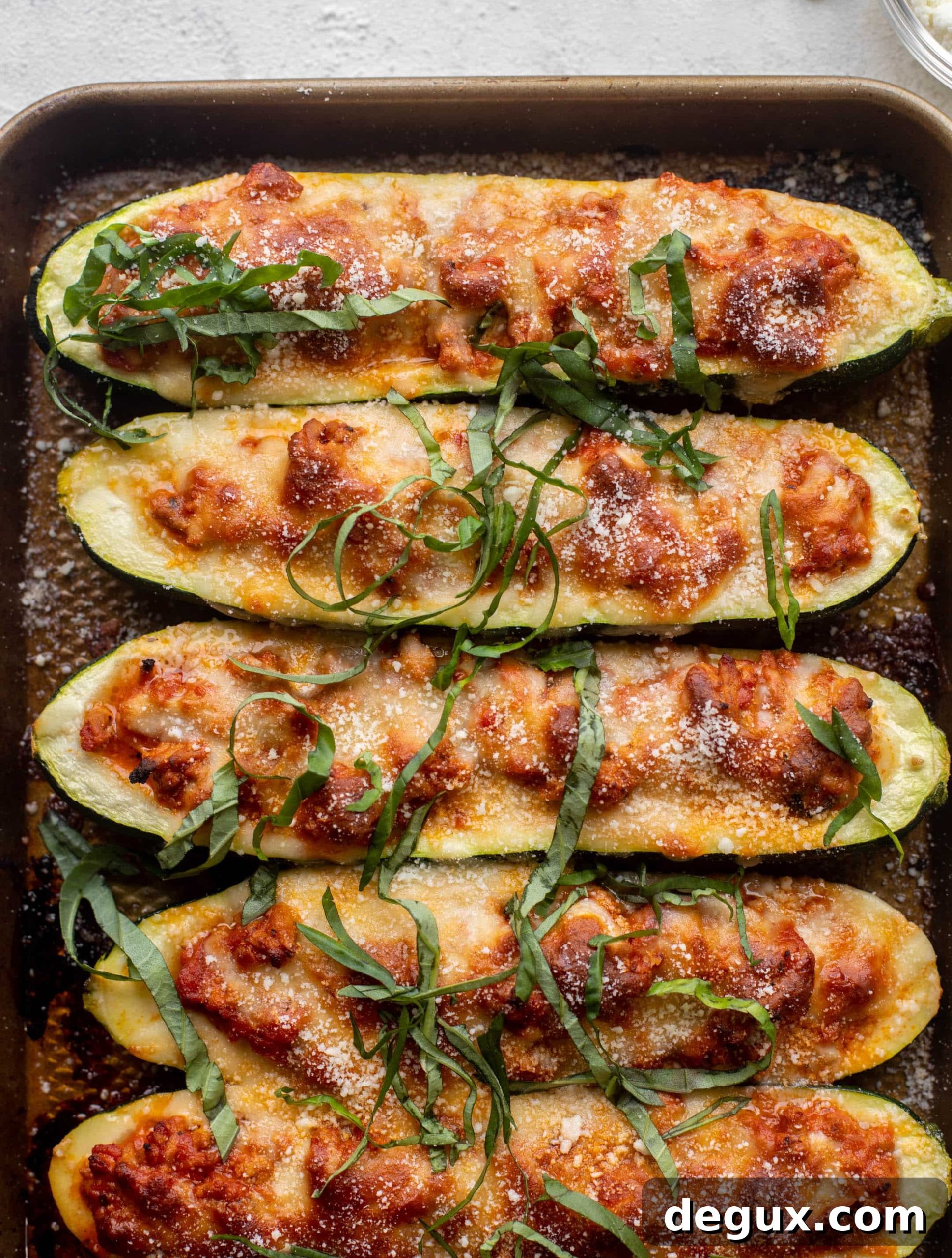 zucchini boat bolognese