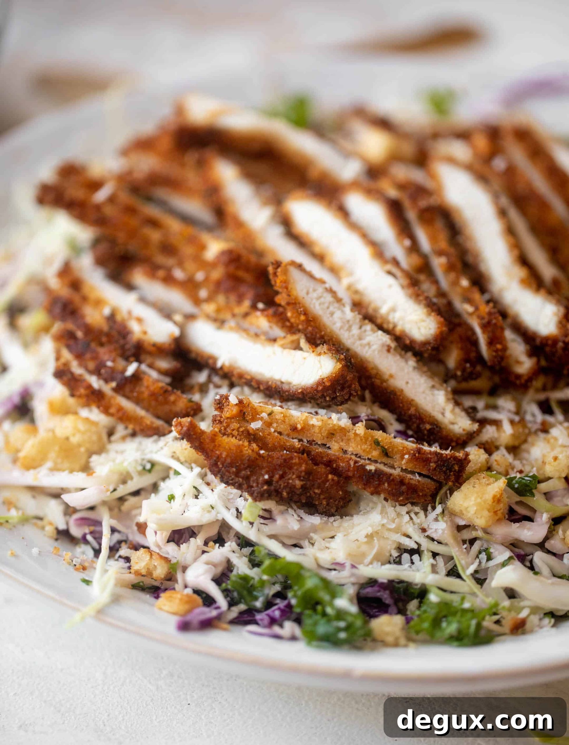 caesar slaw with crispy chicken