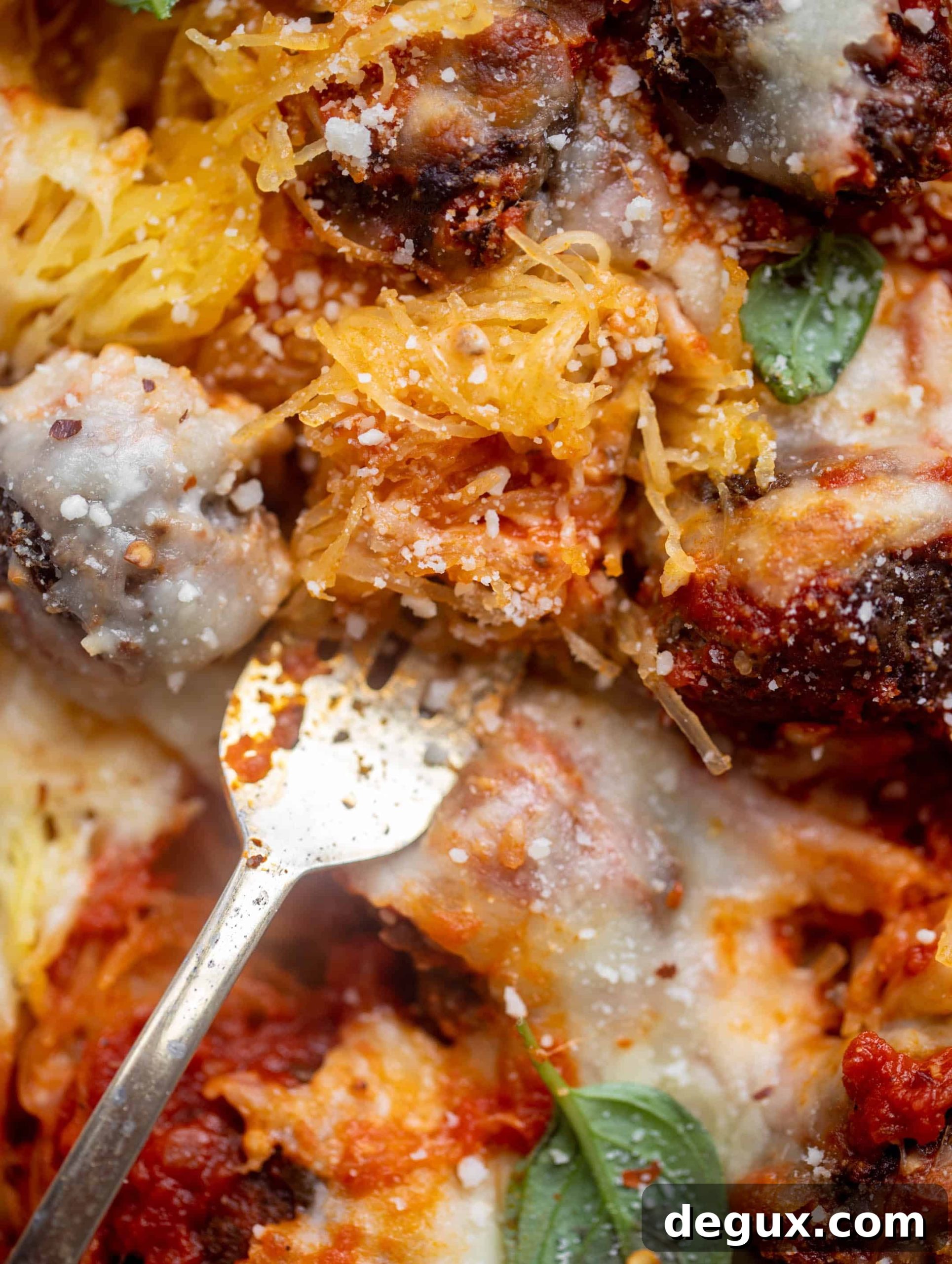 baked spaghetti squash and meatballs