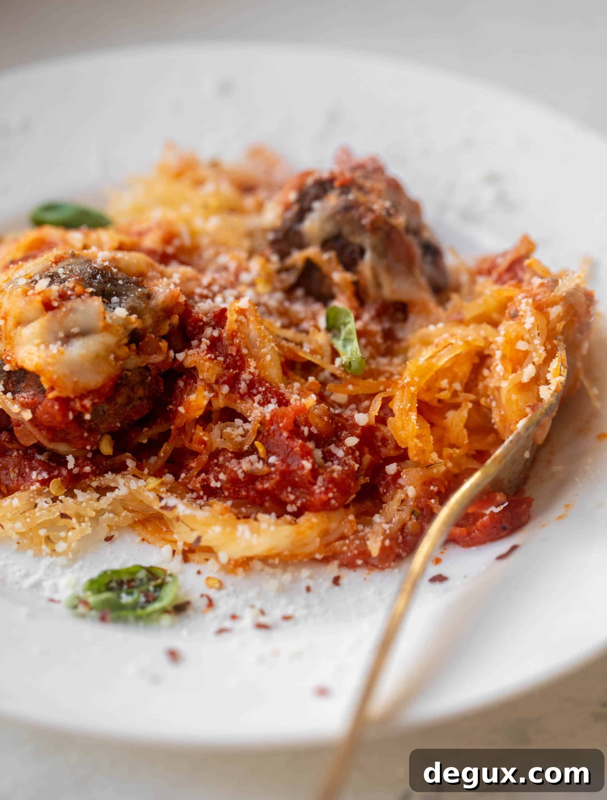 baked spaghetti squash and meatballs