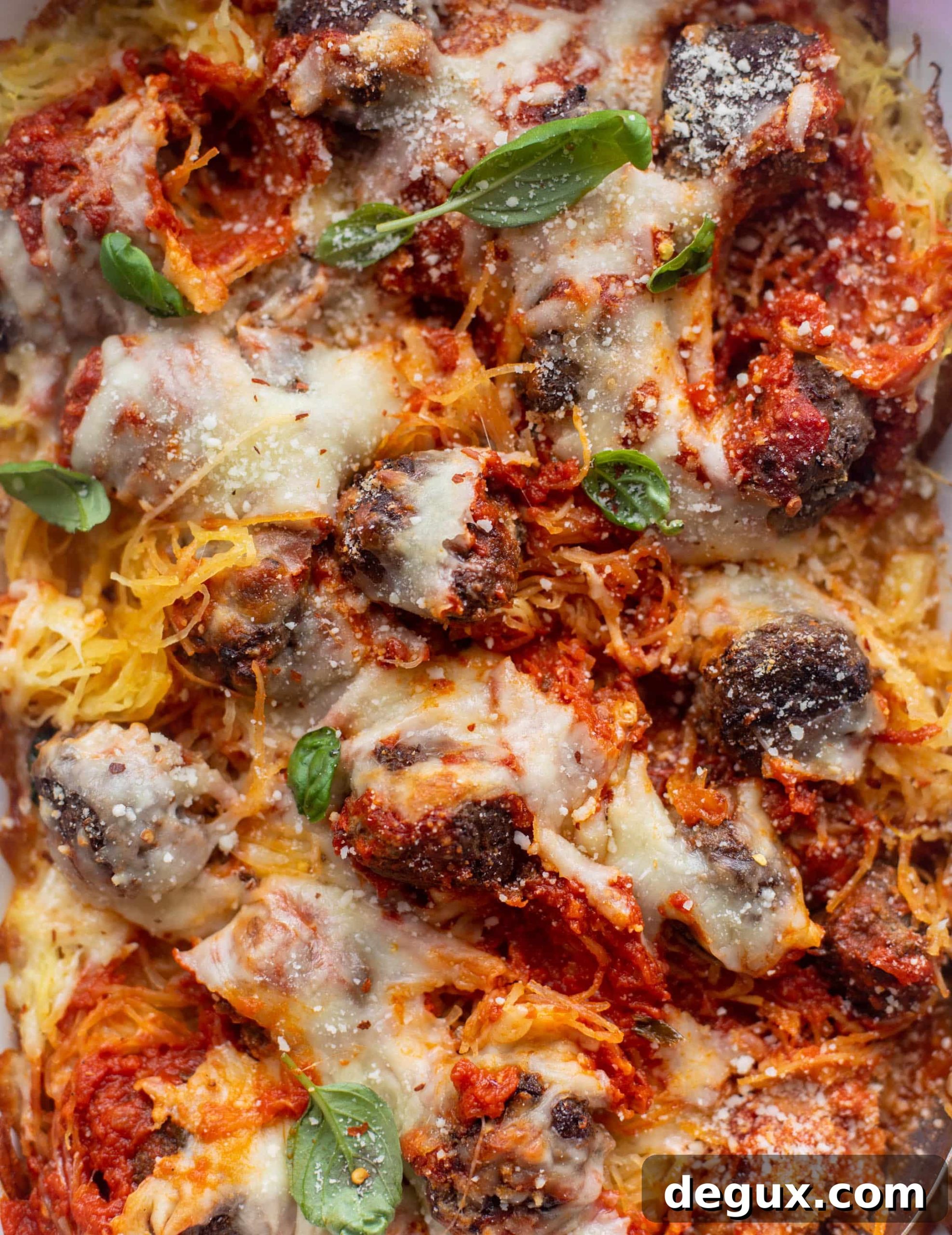 baked spaghetti squash and meatballs