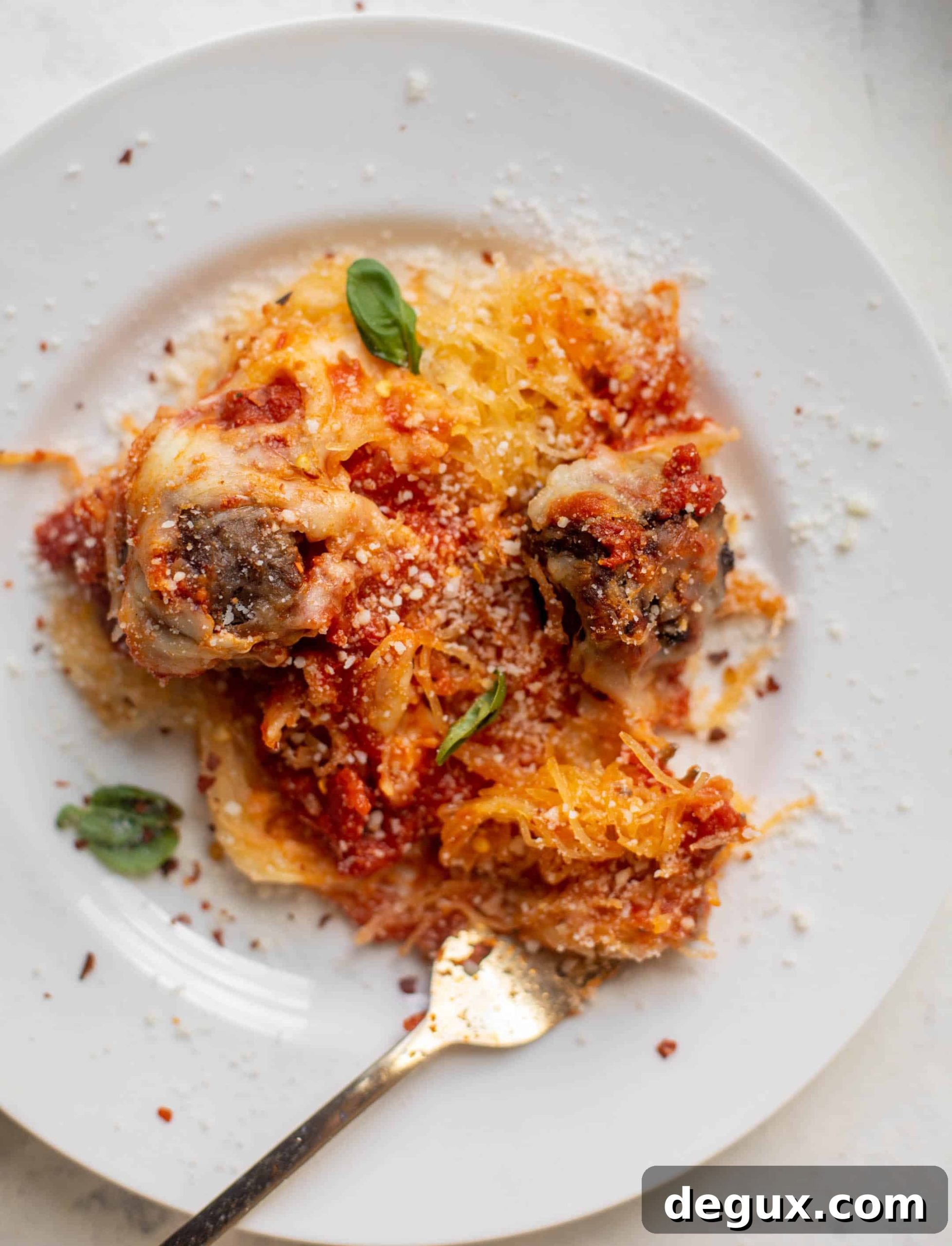 baked spaghetti squash and meatballs