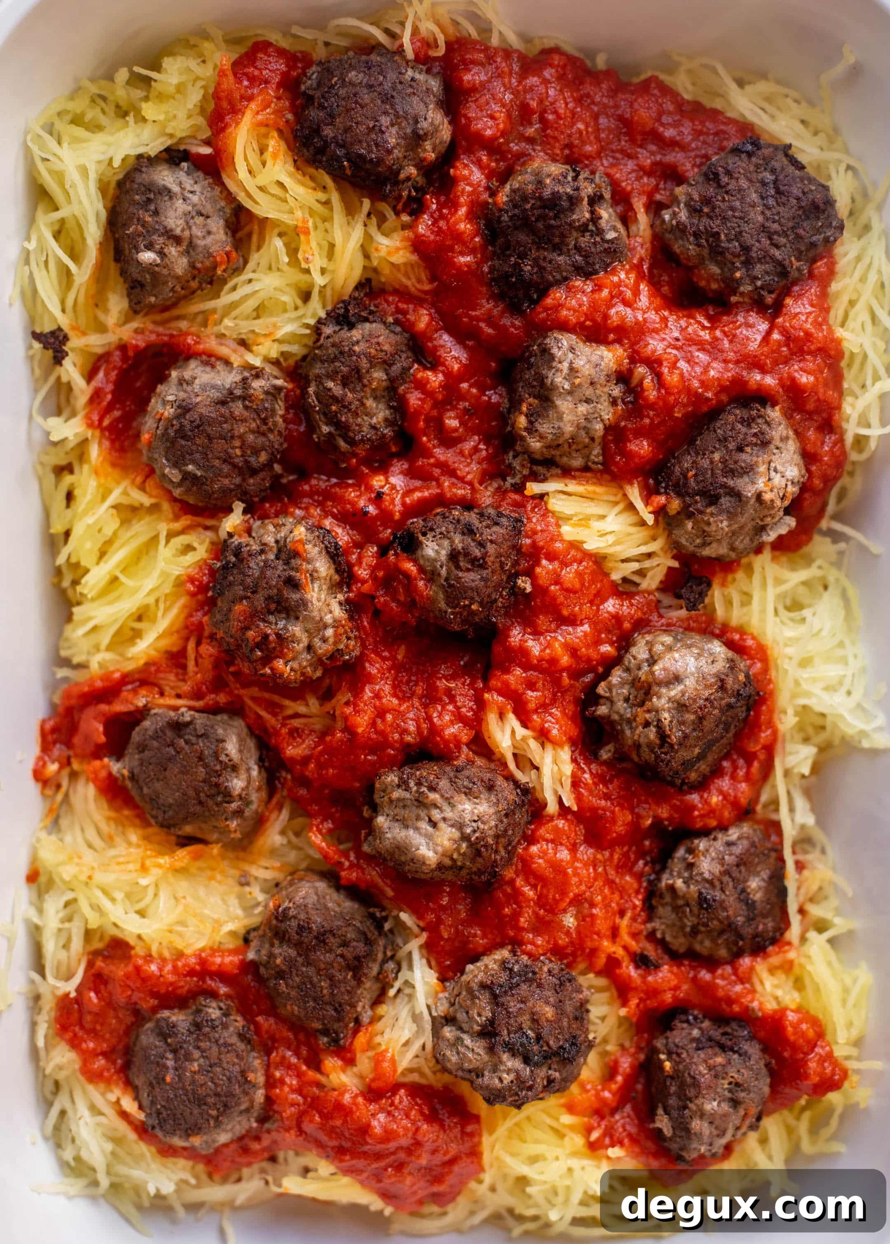 spaghetti squash, meatballs and marinara