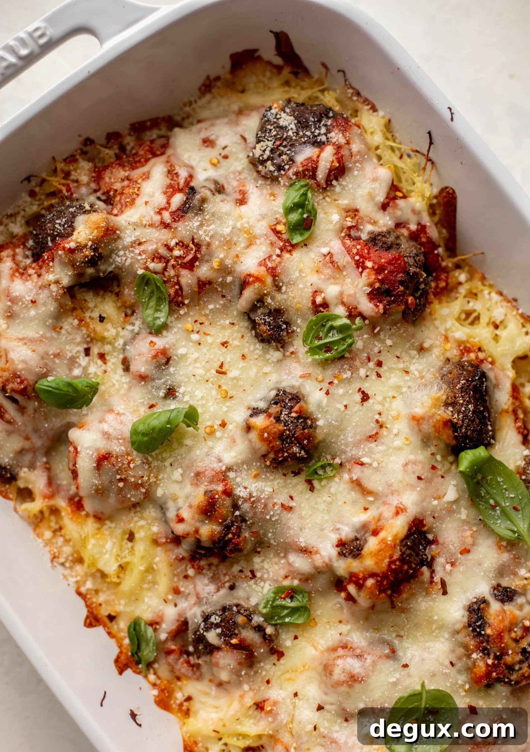 baked spaghetti squash and meatballs