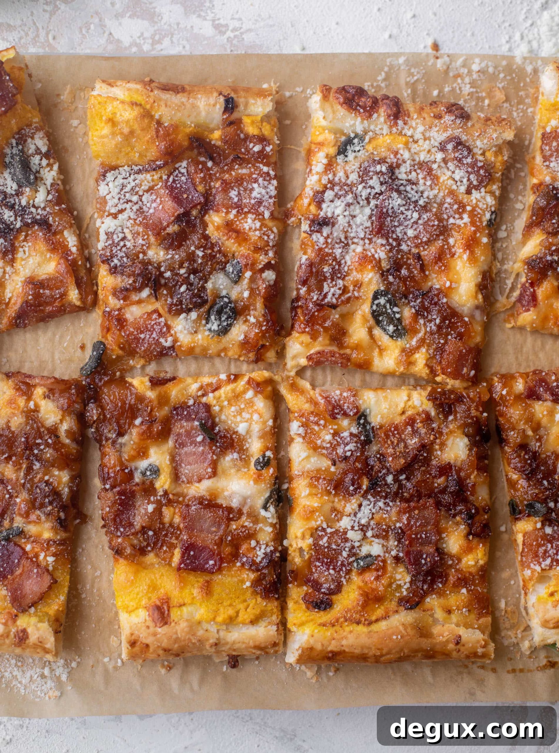 savory pumpkin puff pastry pizza
