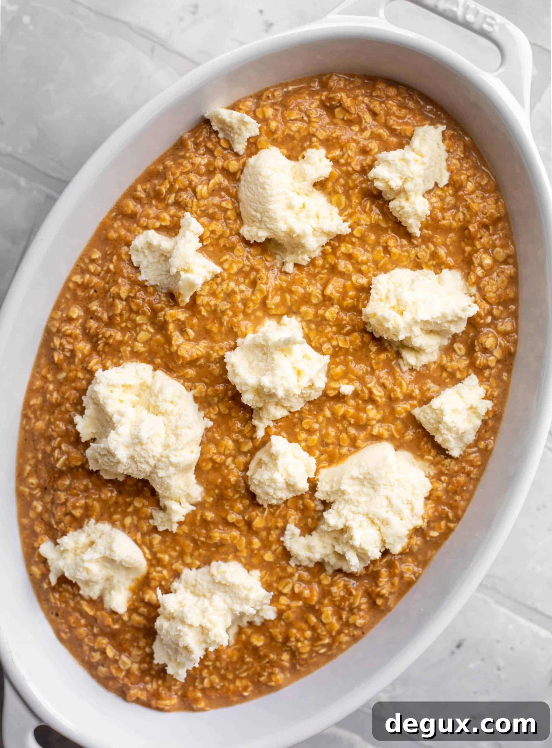 Pumpkin Cheesecake Baked Oatmeal Recipe for Fall Brunch 4 pumpkin oats with mascarpone cheese