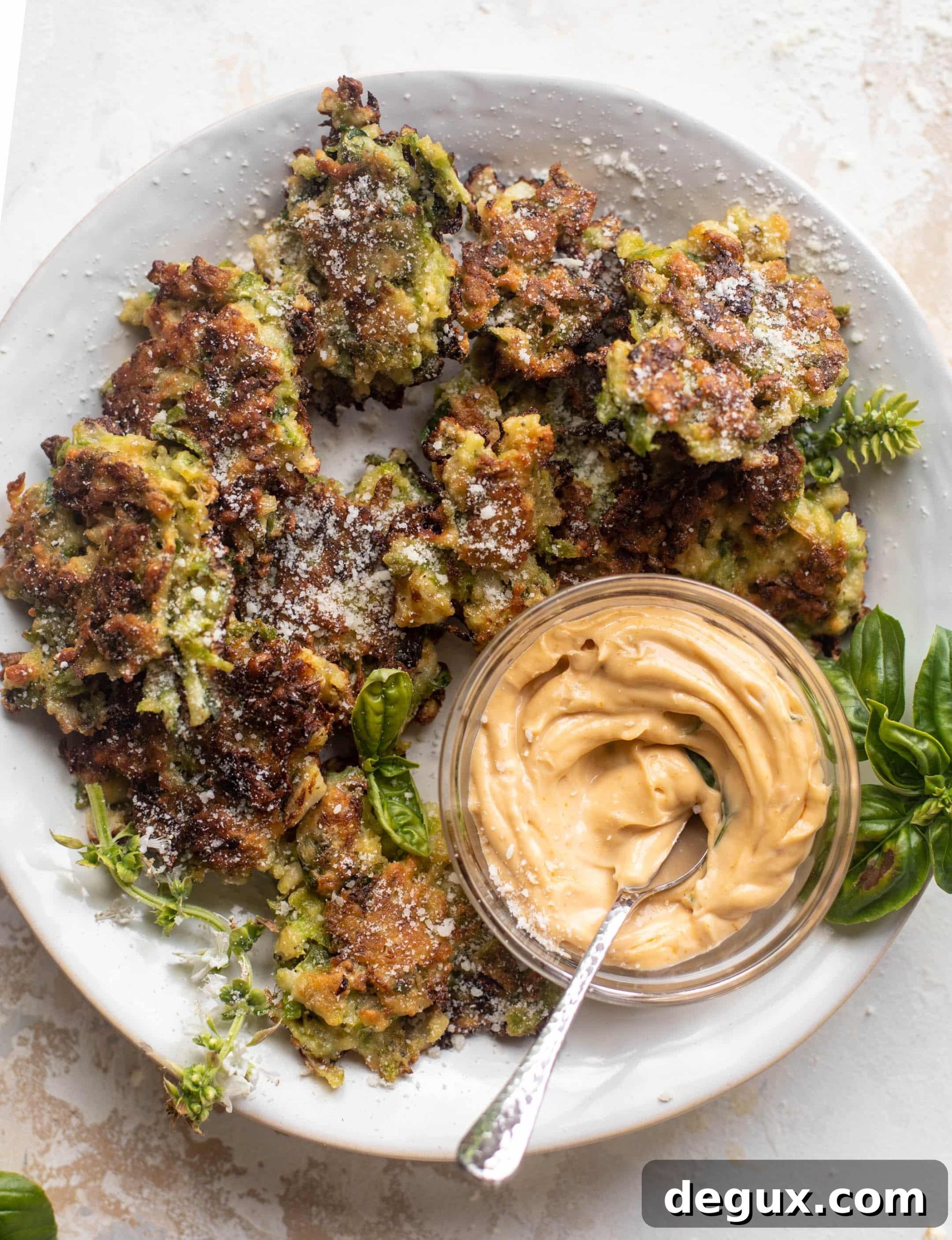 brussels sprouts fritters with tomato basil dipping sauce