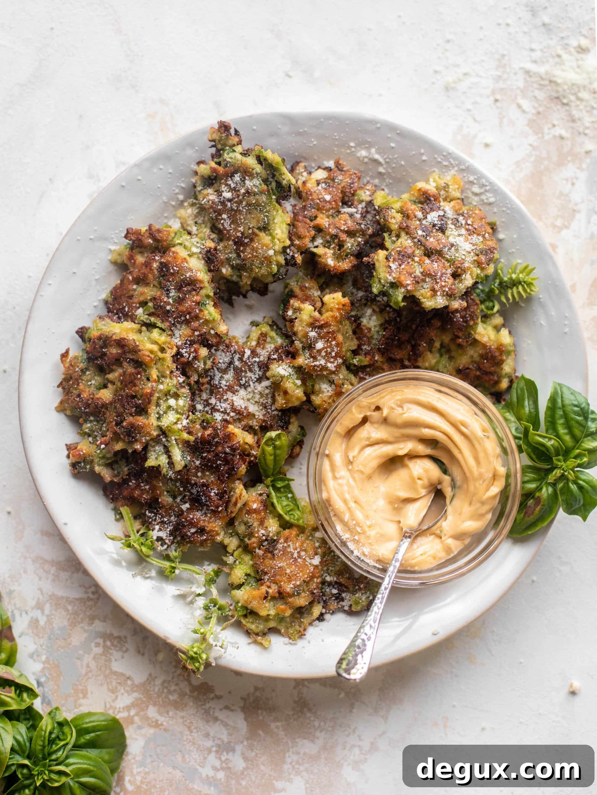 brussels sprouts fritters with tomato basil dipping sauce