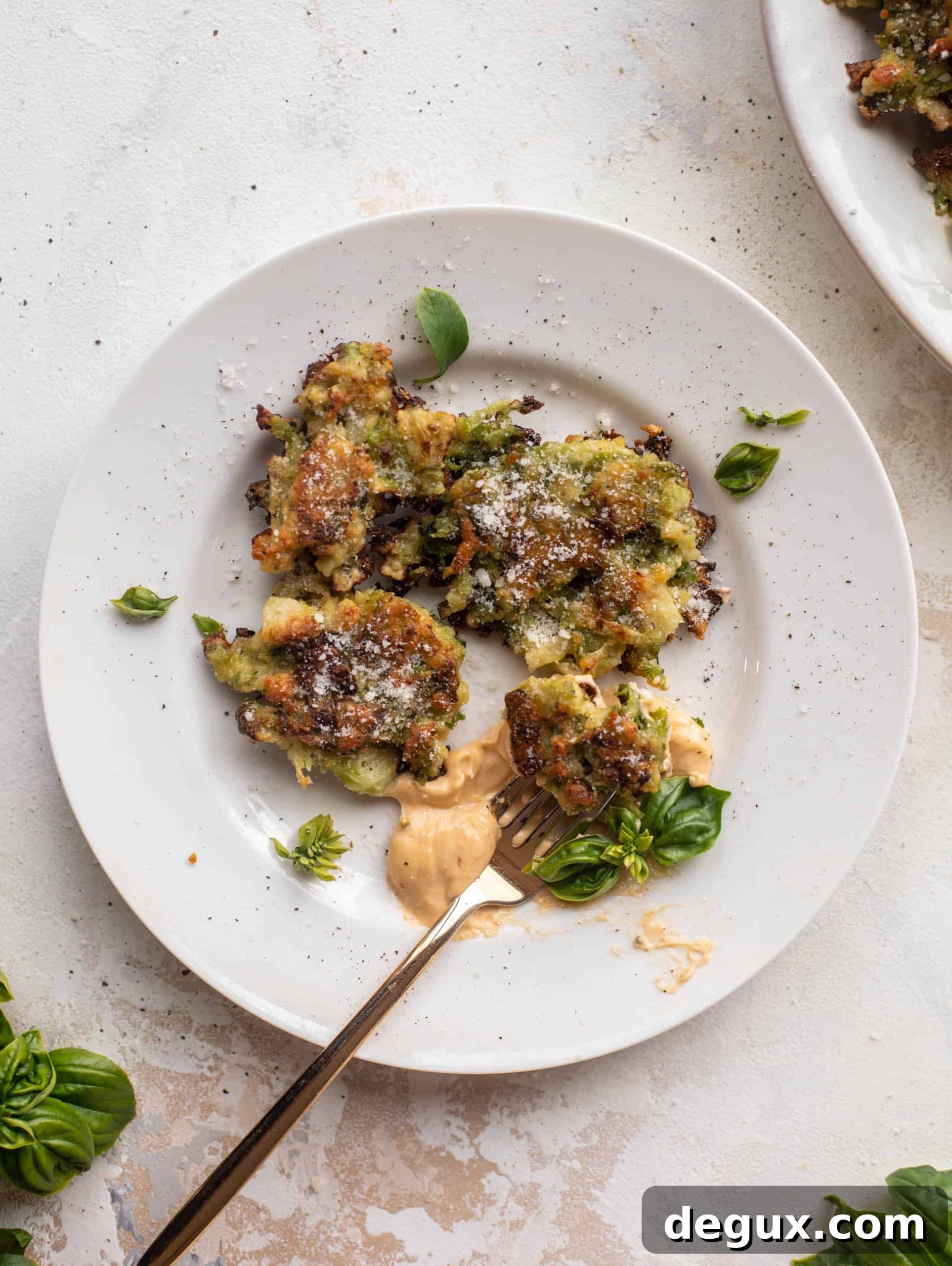 brussels sprouts fritters with tomato basil dipping sauce