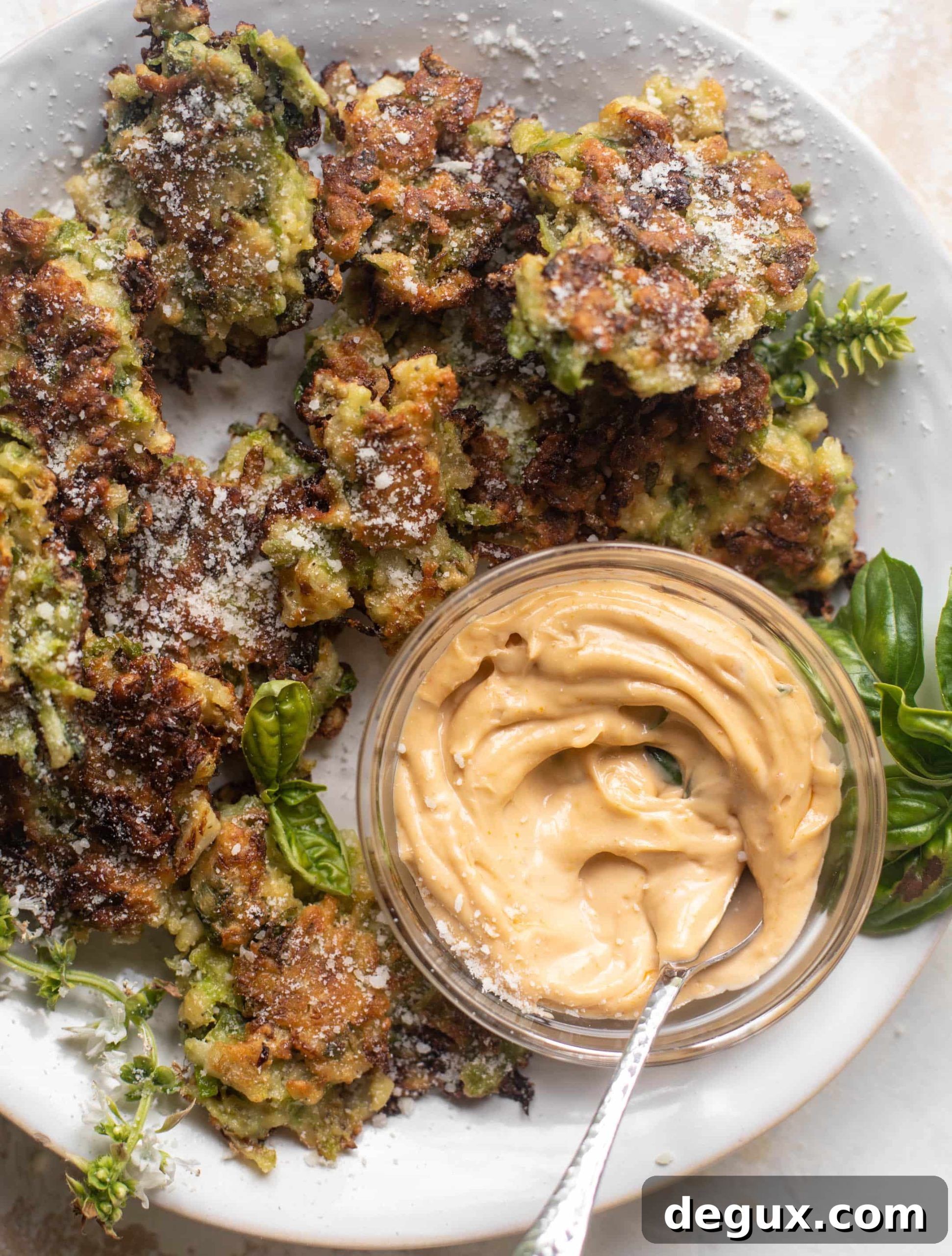 brussels sprouts fritters with tomato basil dipping sauce