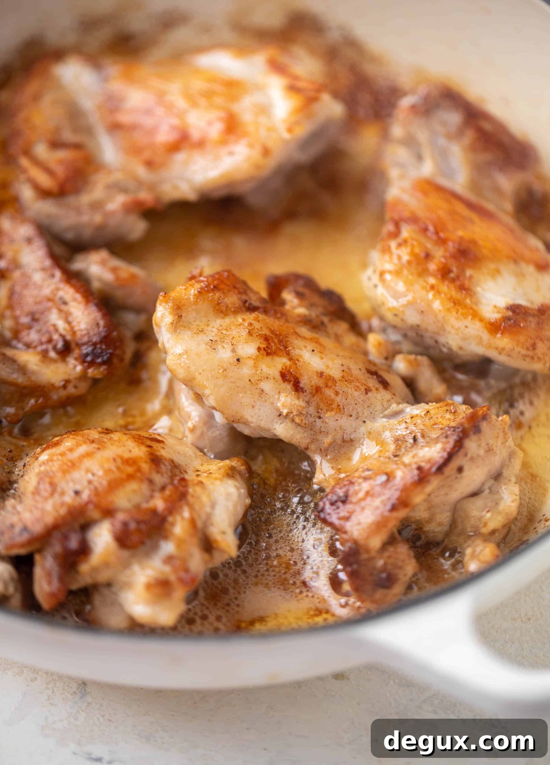 One-Pot Garlic Butter Chicken Orzo Recipe 4 searing chicken thighs