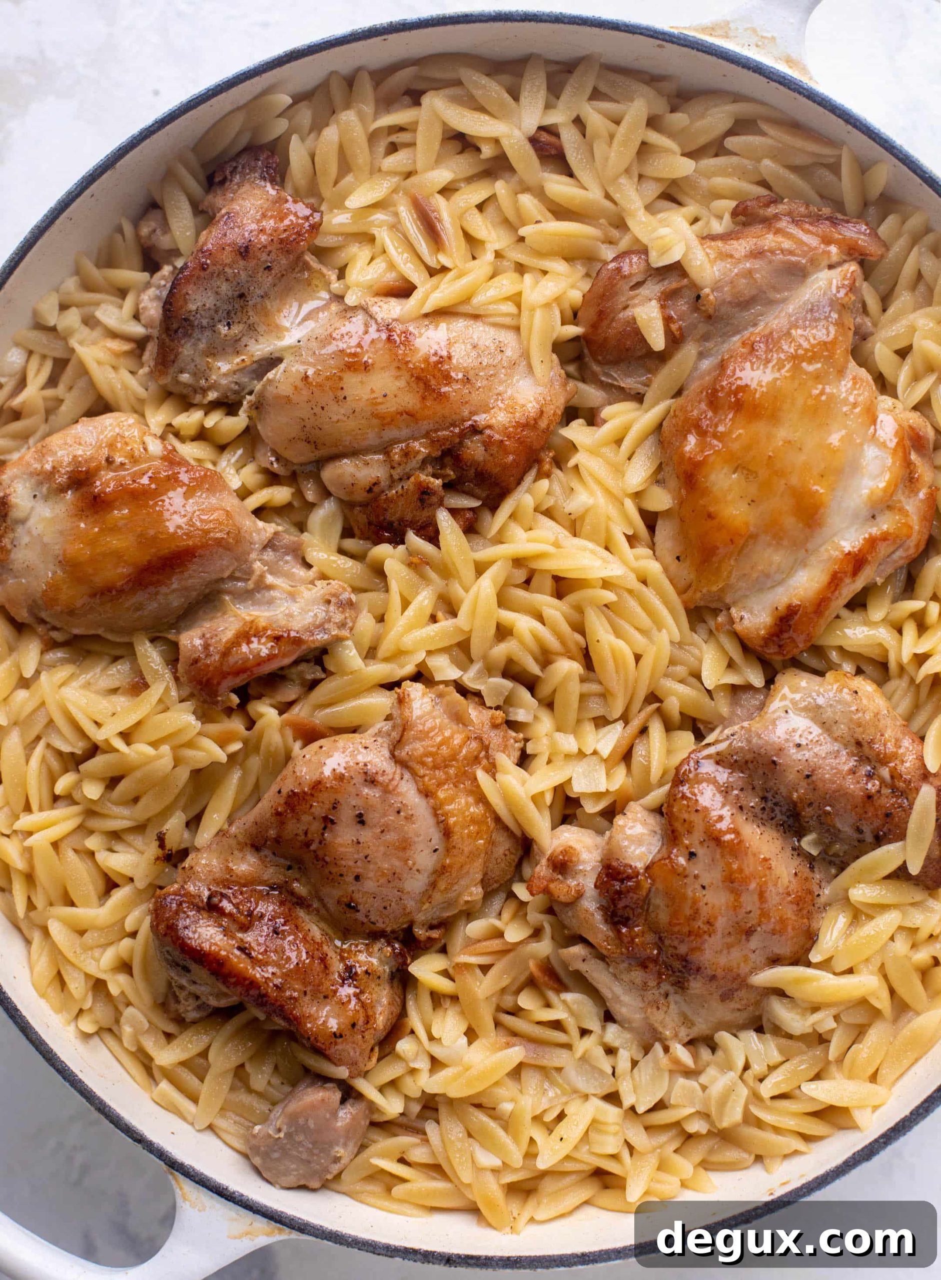 One-Pot Garlic Butter Chicken Orzo Recipe 5 chicken thighs and orzo
