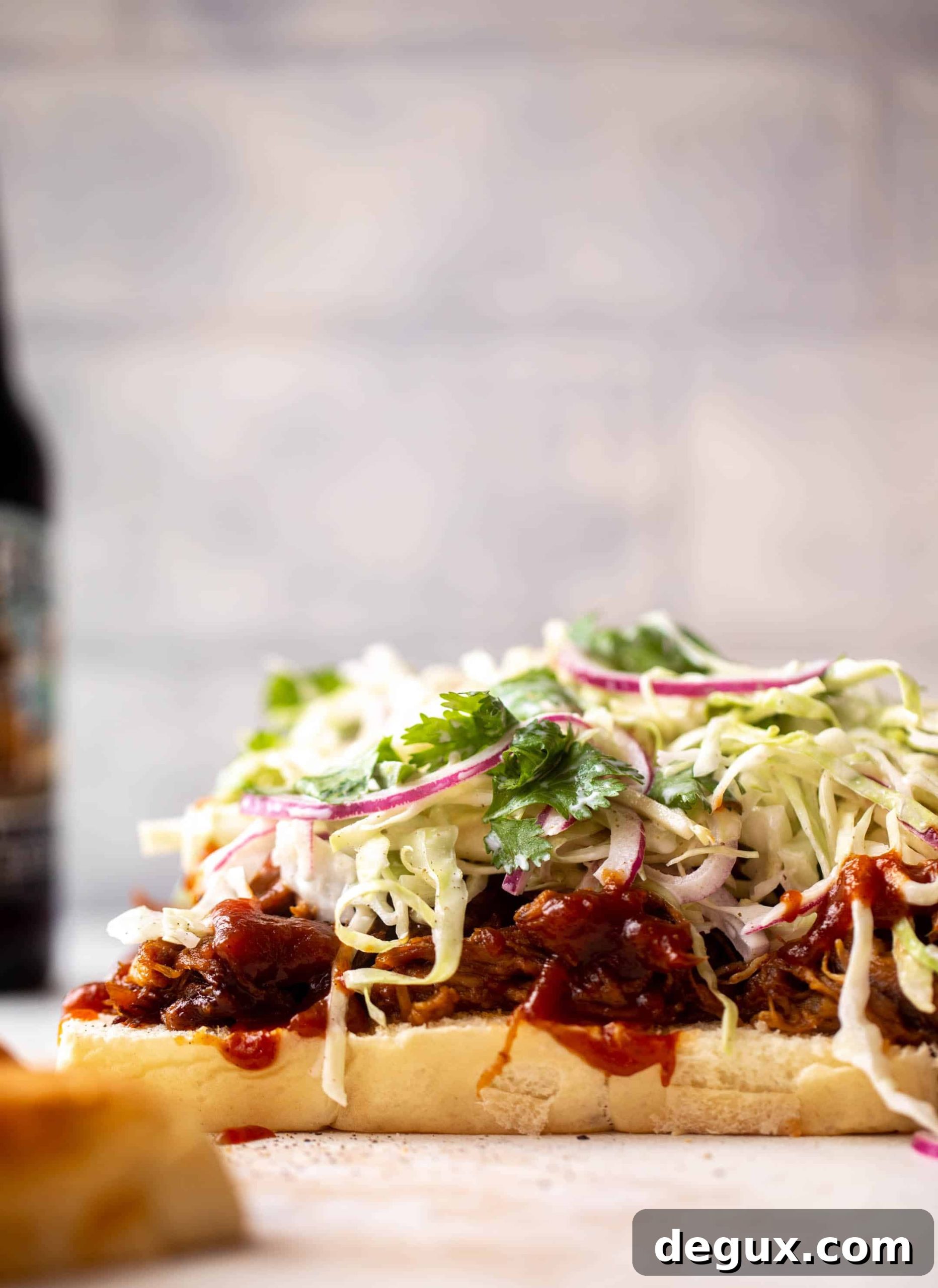 root beer pulled pork sliders with jalapeño slaw