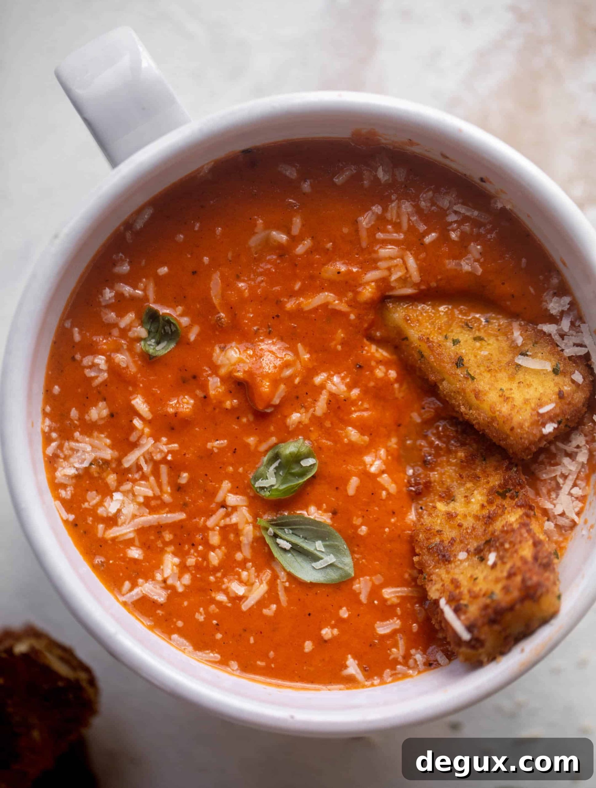 tomato soup with halloumi cheese sticks