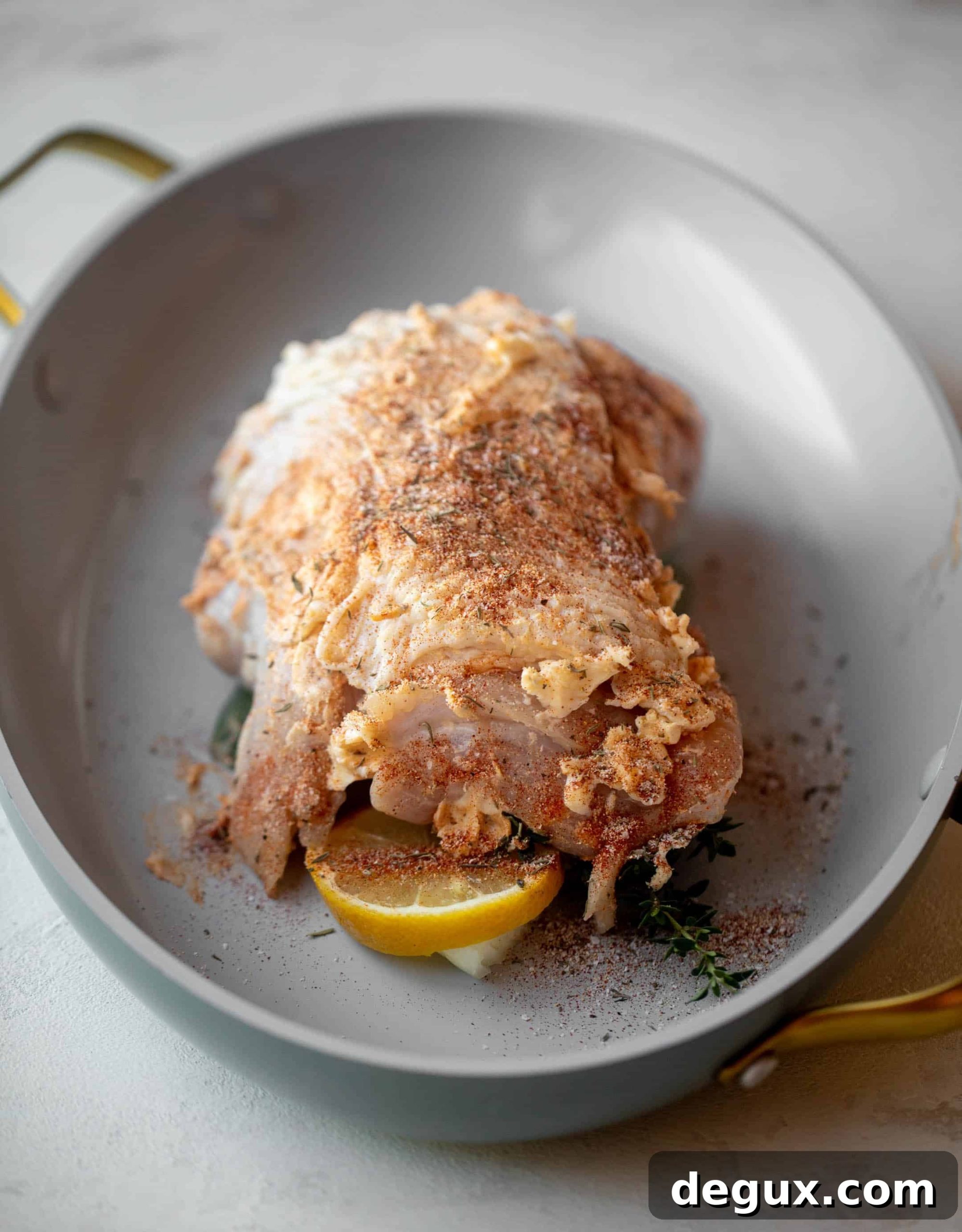 Herb-Butter Turkey Breast Roast with Savory Pan Gravy 4 turkey breast ready for the oven