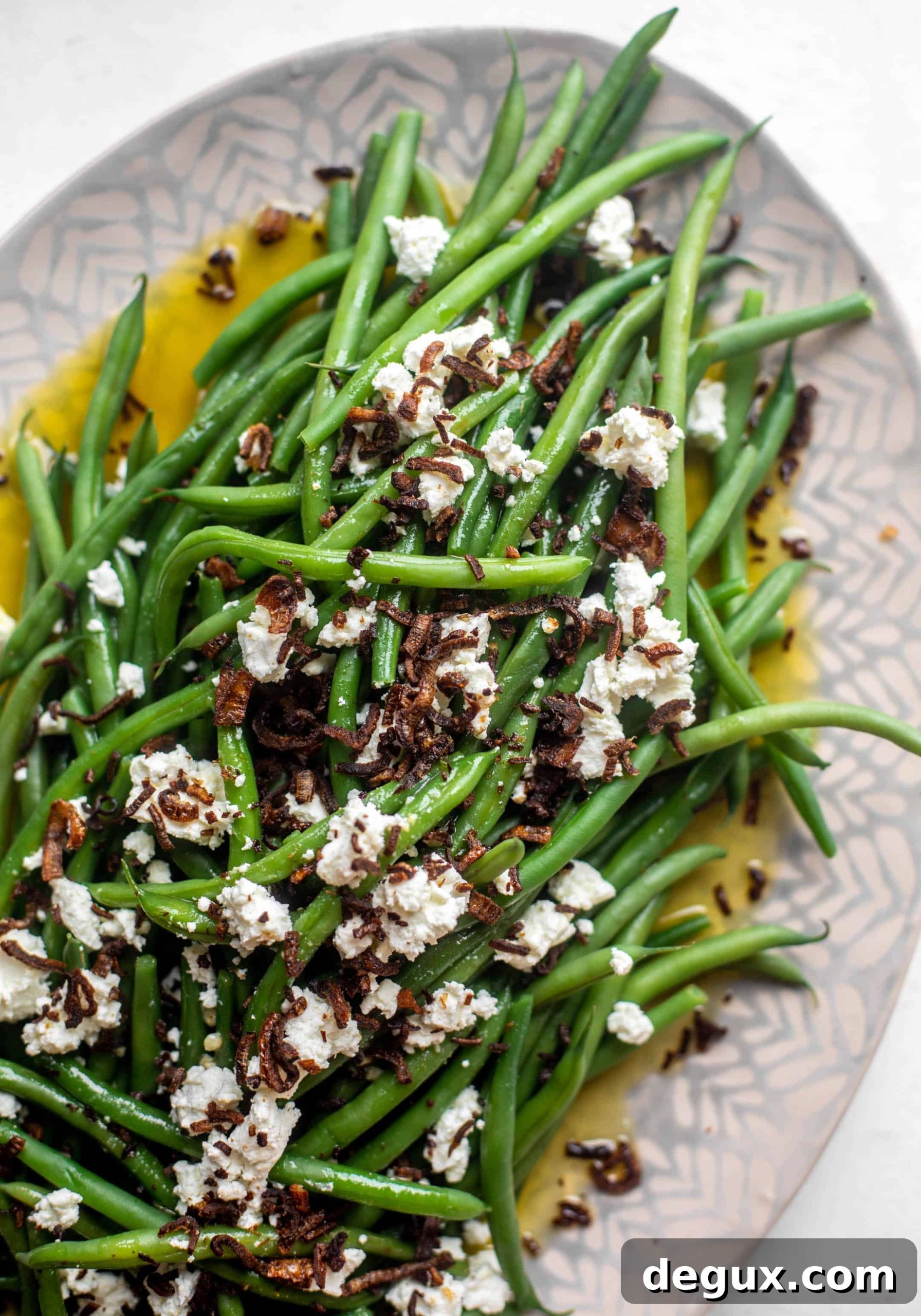 green beans with goat cheese and shallots