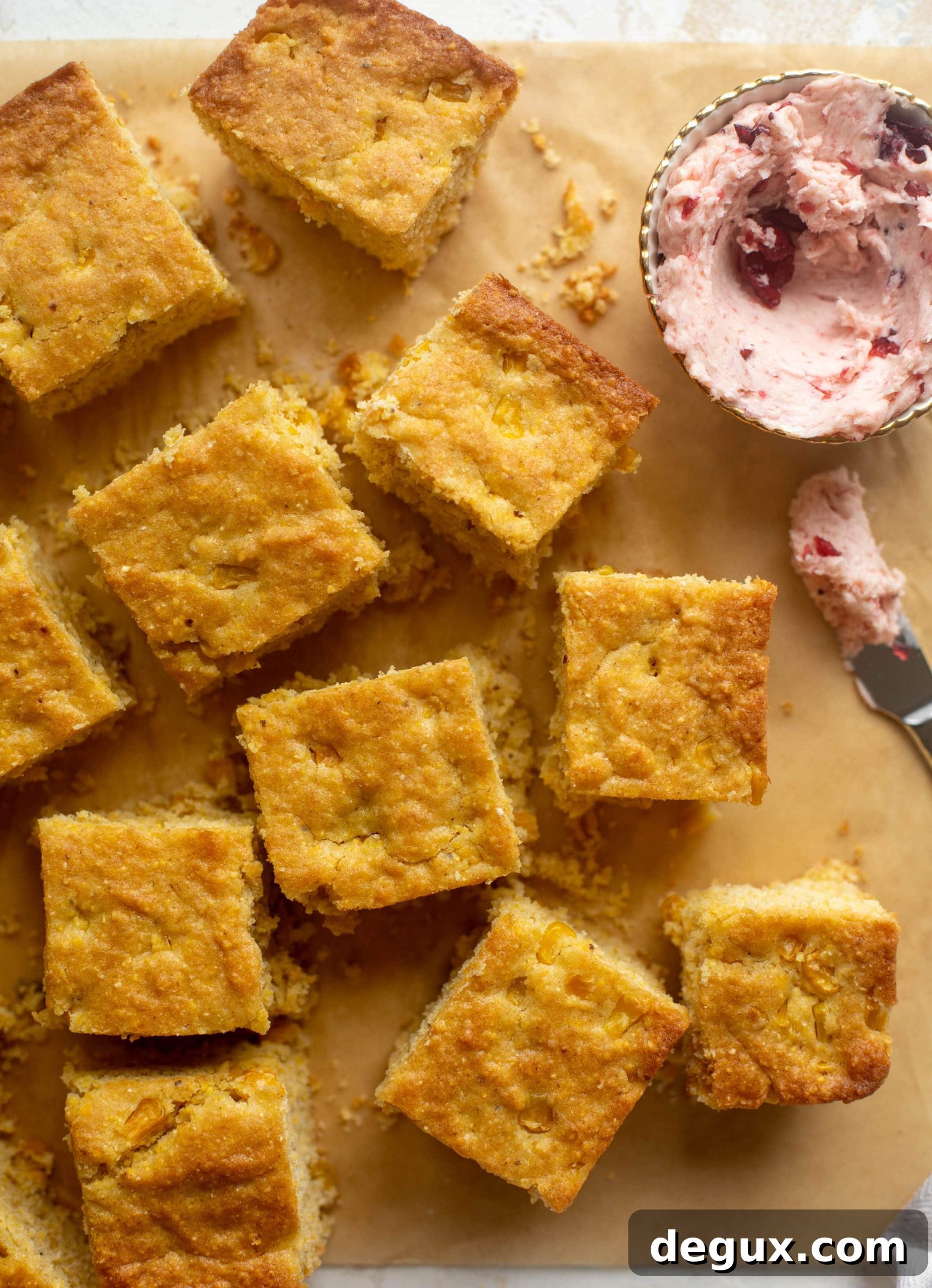 brown butter cornbread with cranberry butter
