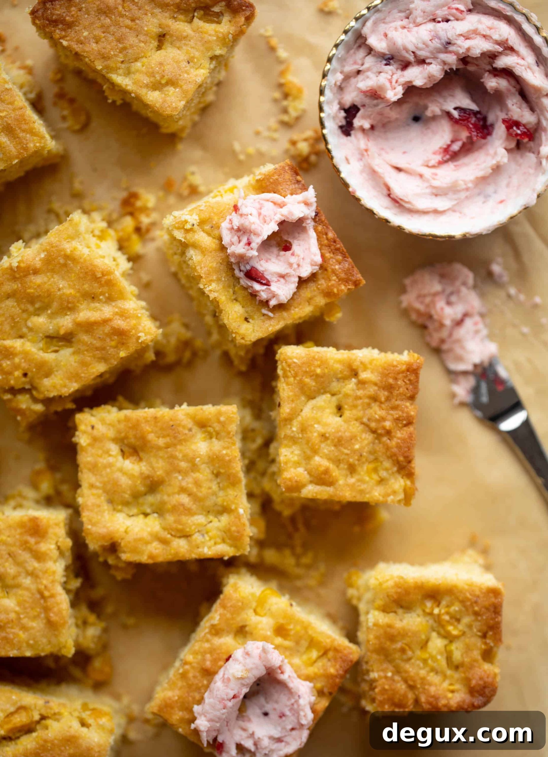 brown butter cornbread with cranberry butter