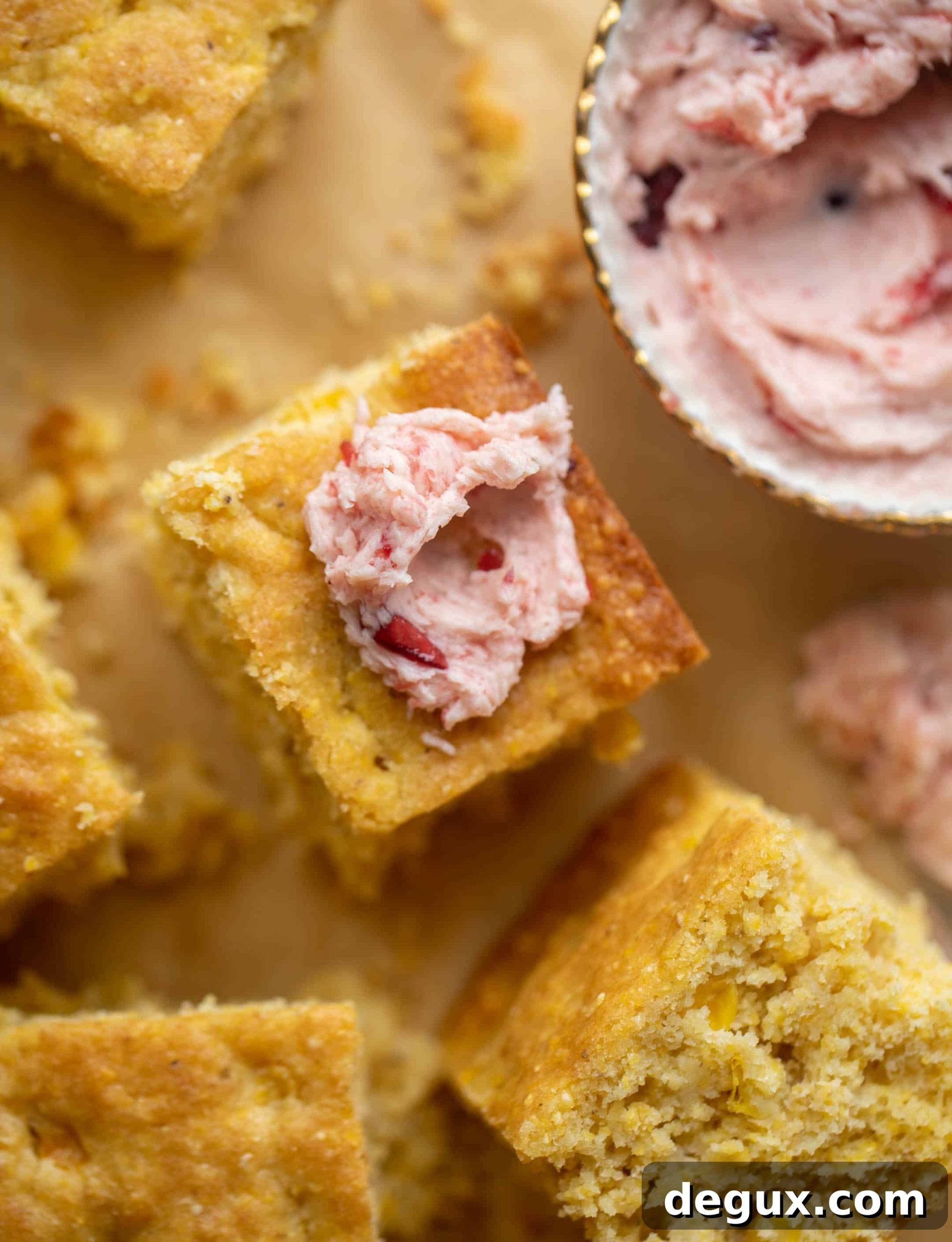 brown butter cornbread with cranberry butter