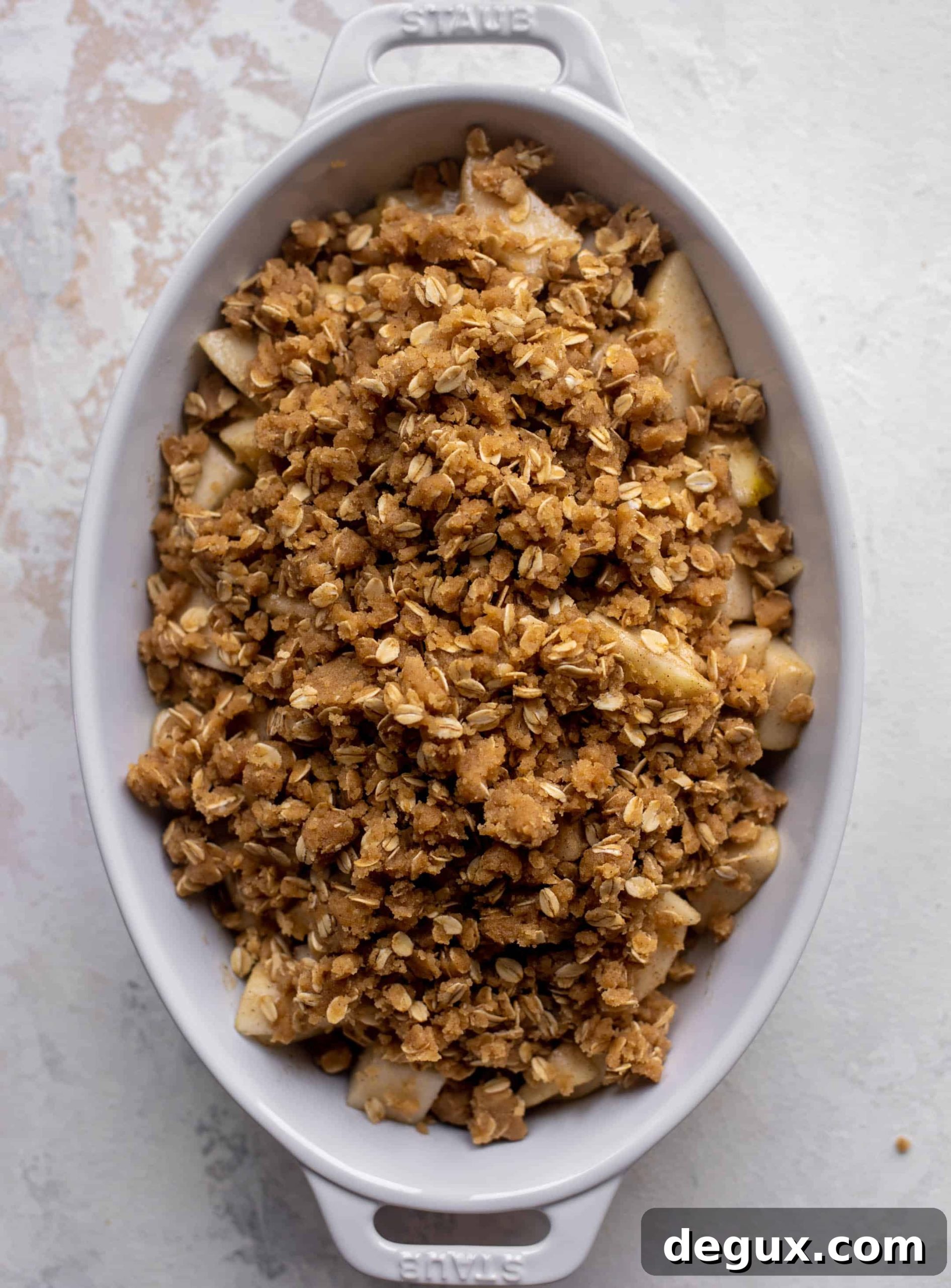 pear crisp ready for the oven