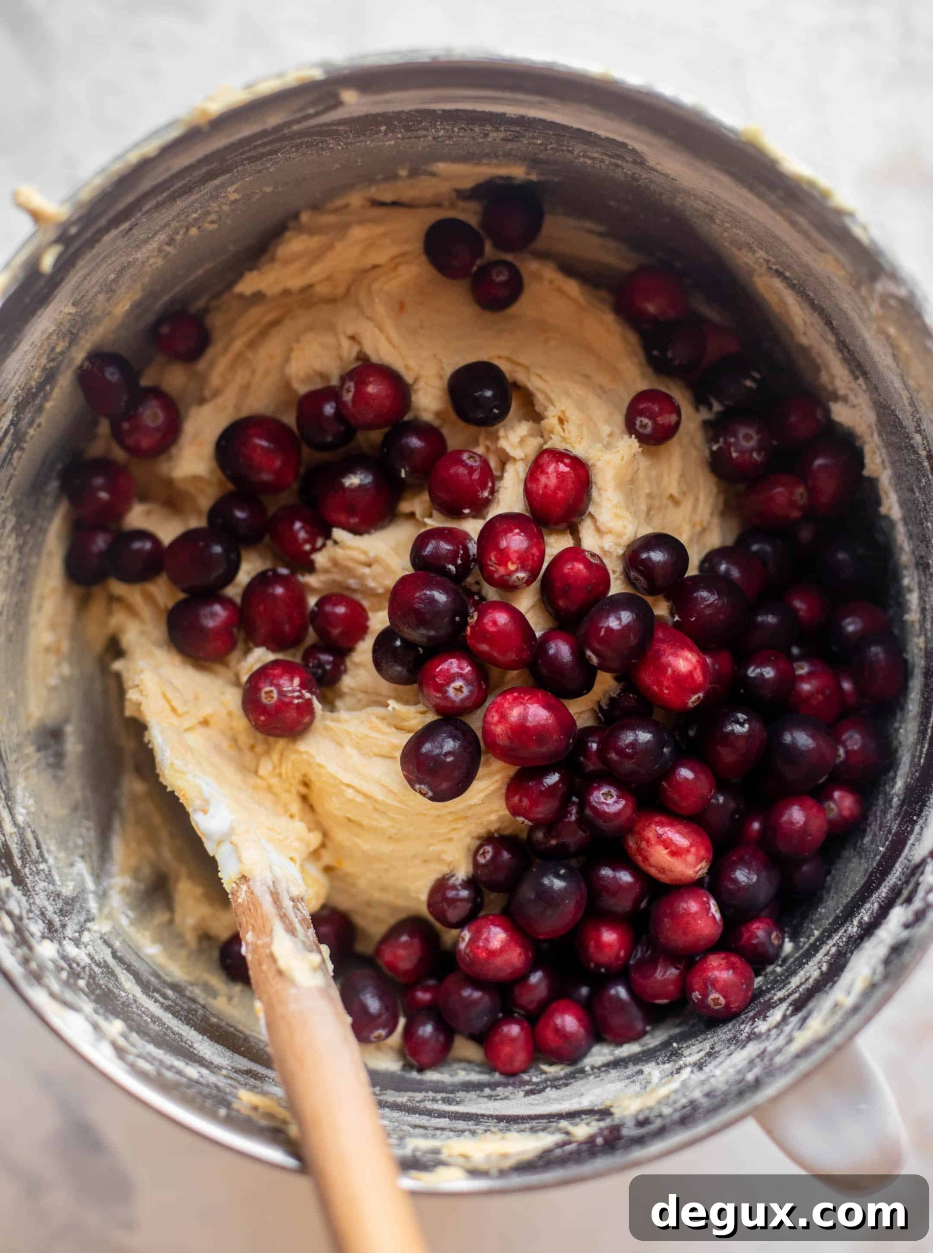 orange batter and cranberries
