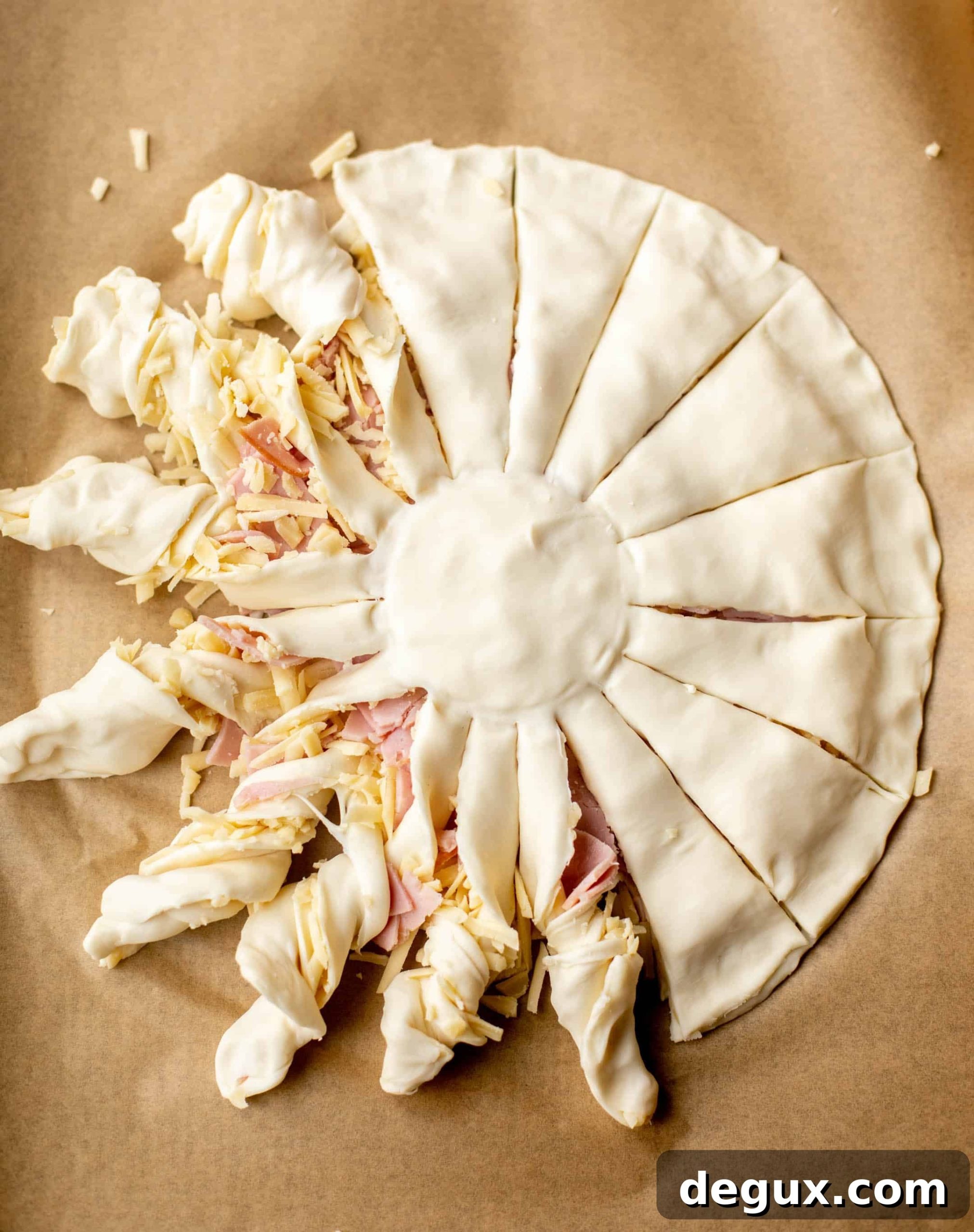 Ham & Swiss Puff Pastry Twists Recipe for Party Appetizers 4 ham and swiss puff pastry twists