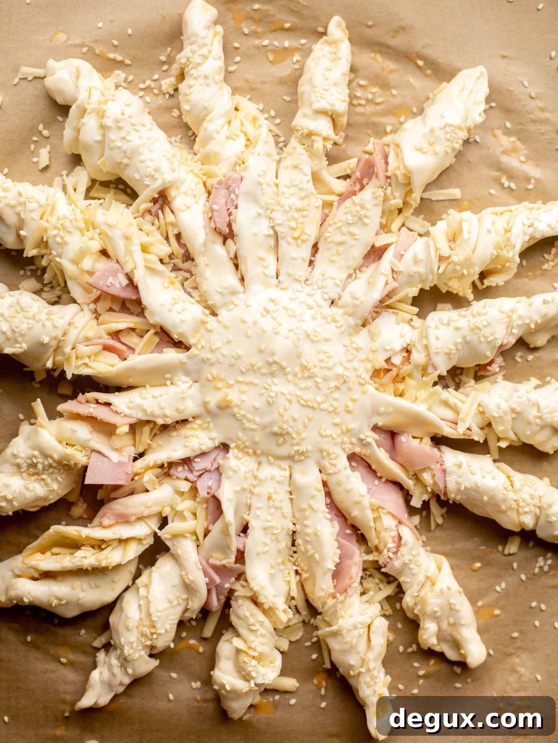 Ham & Swiss Puff Pastry Twists Recipe for Party Appetizers 6 ham and swiss puff pastry twists