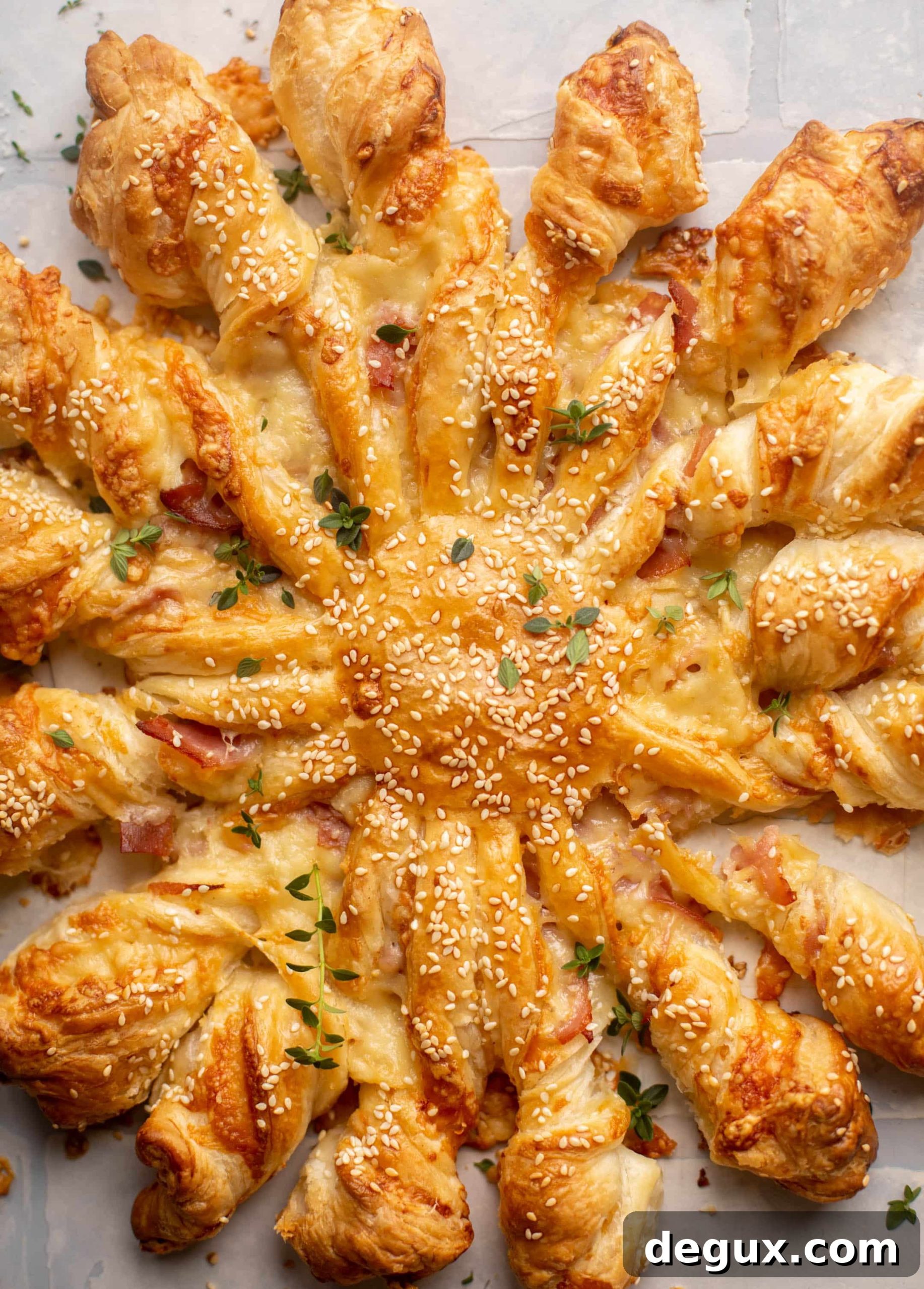 Ham & Swiss Puff Pastry Twists Recipe for Party Appetizers 7 ham and swiss puff pastry twists