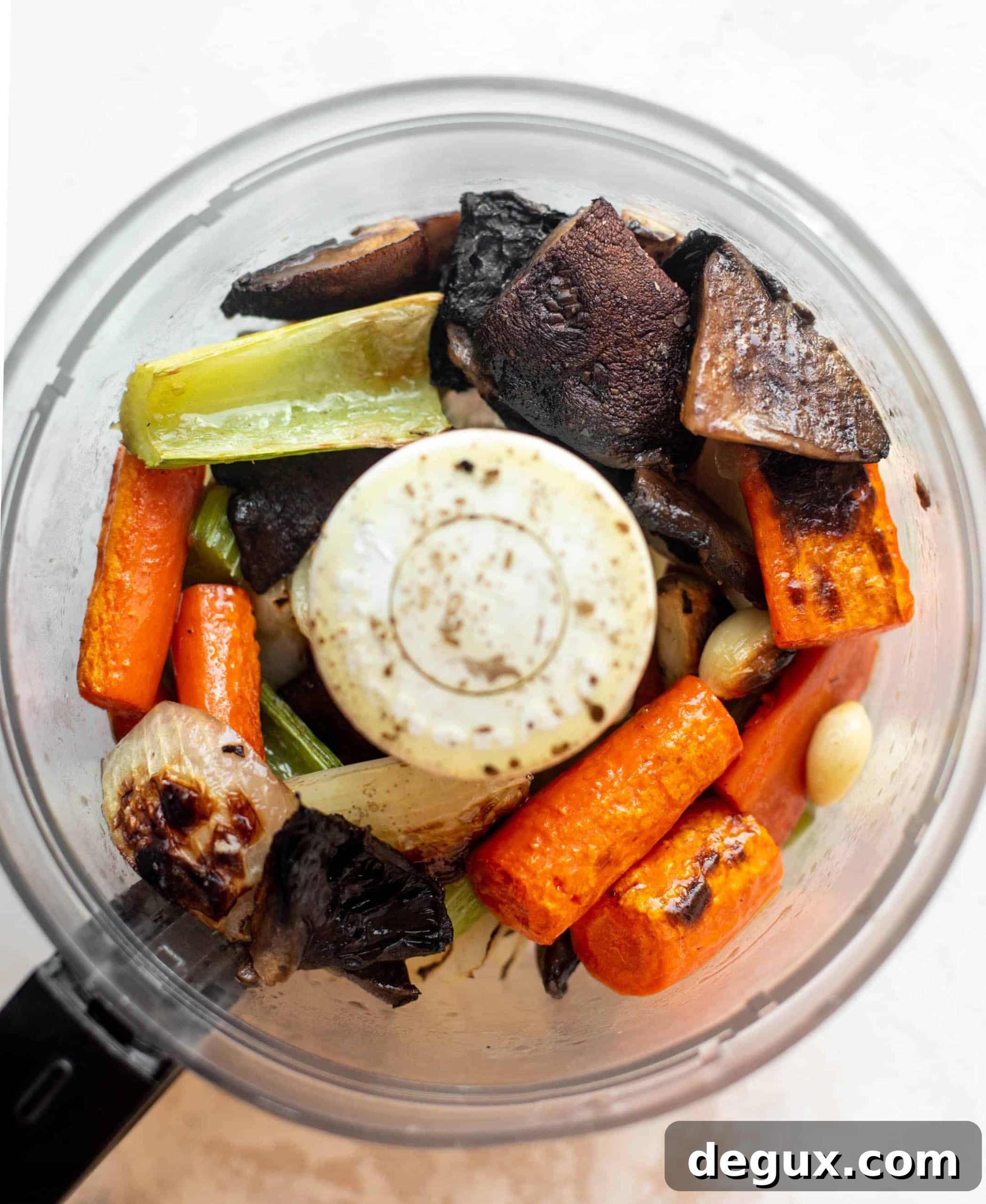 vegetables in a food processor