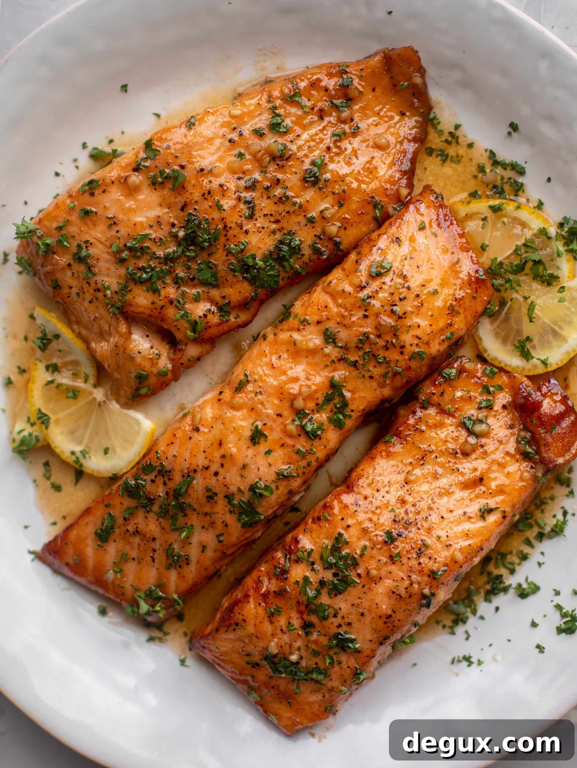 sticky garlic butter salmon