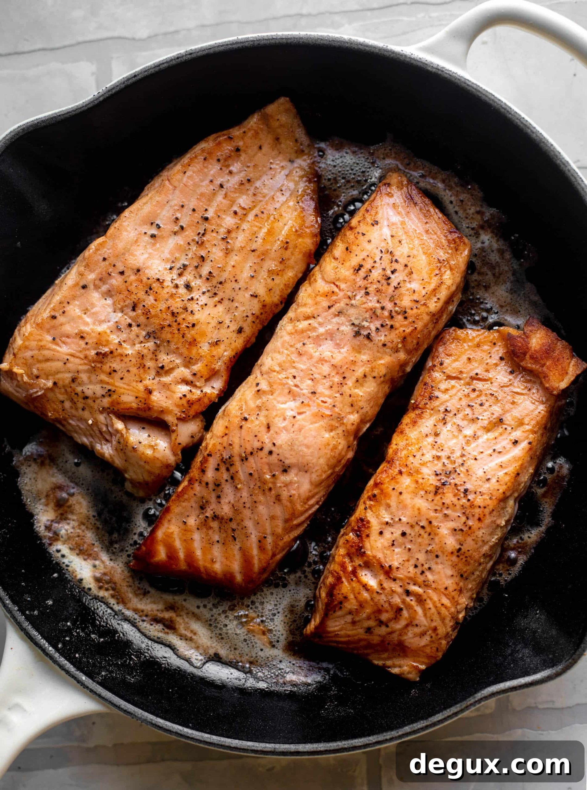 salmon in a skillet