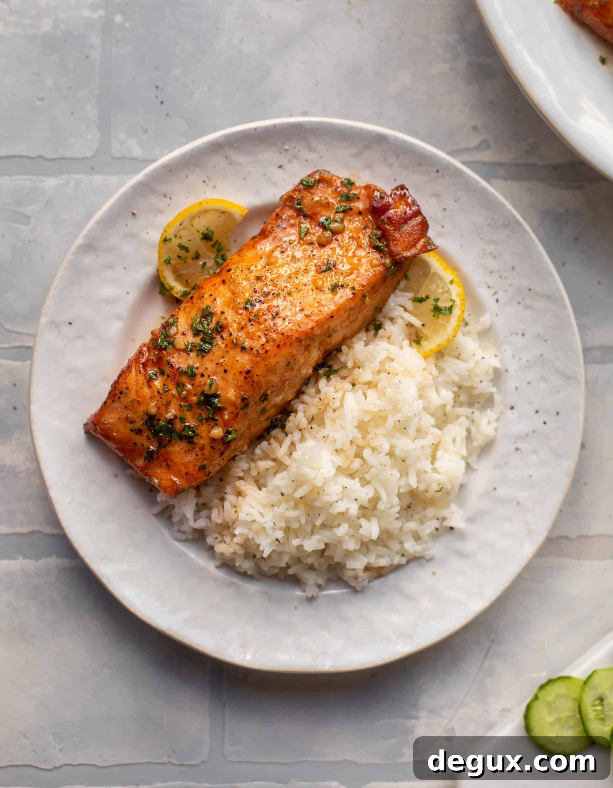 sticky garlic butter salmon