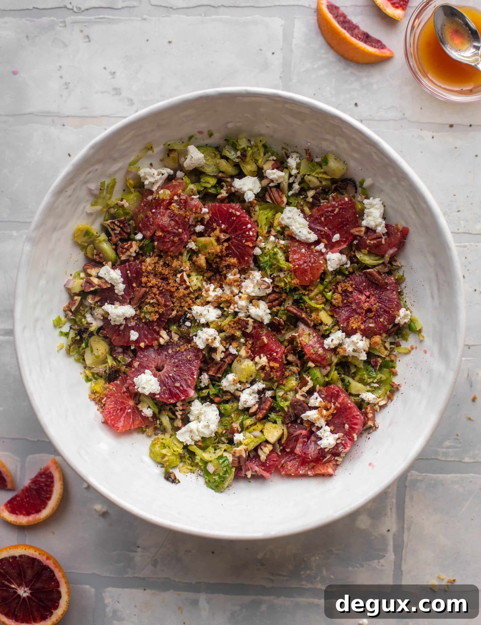 Crispy Brussels Sprout & Blood Orange Salad with Toasted Almonds 7 crispy brussels sprouts blood orange salad