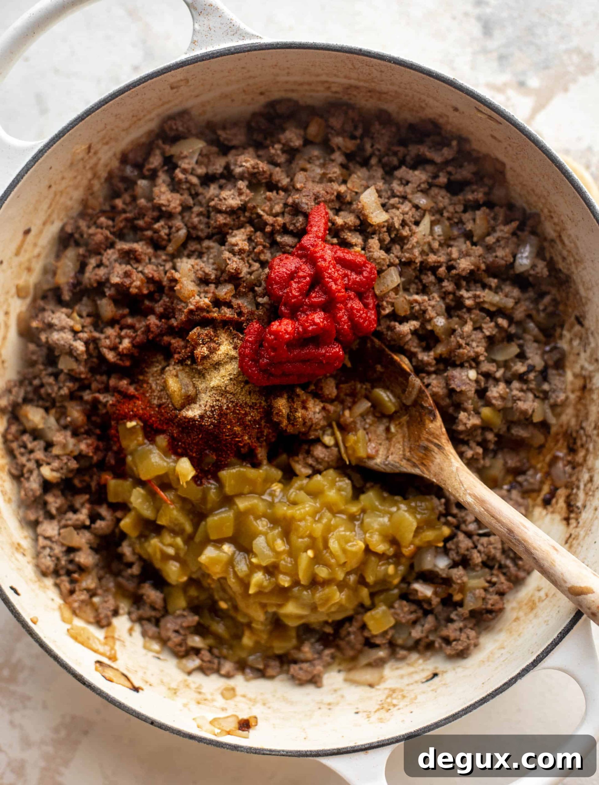 spiced ground beef in a pot